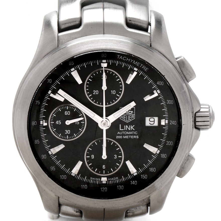 TAG Heuer Link Black Automatic Chronograph 200M Stainless Steel 42MM Wristwatch