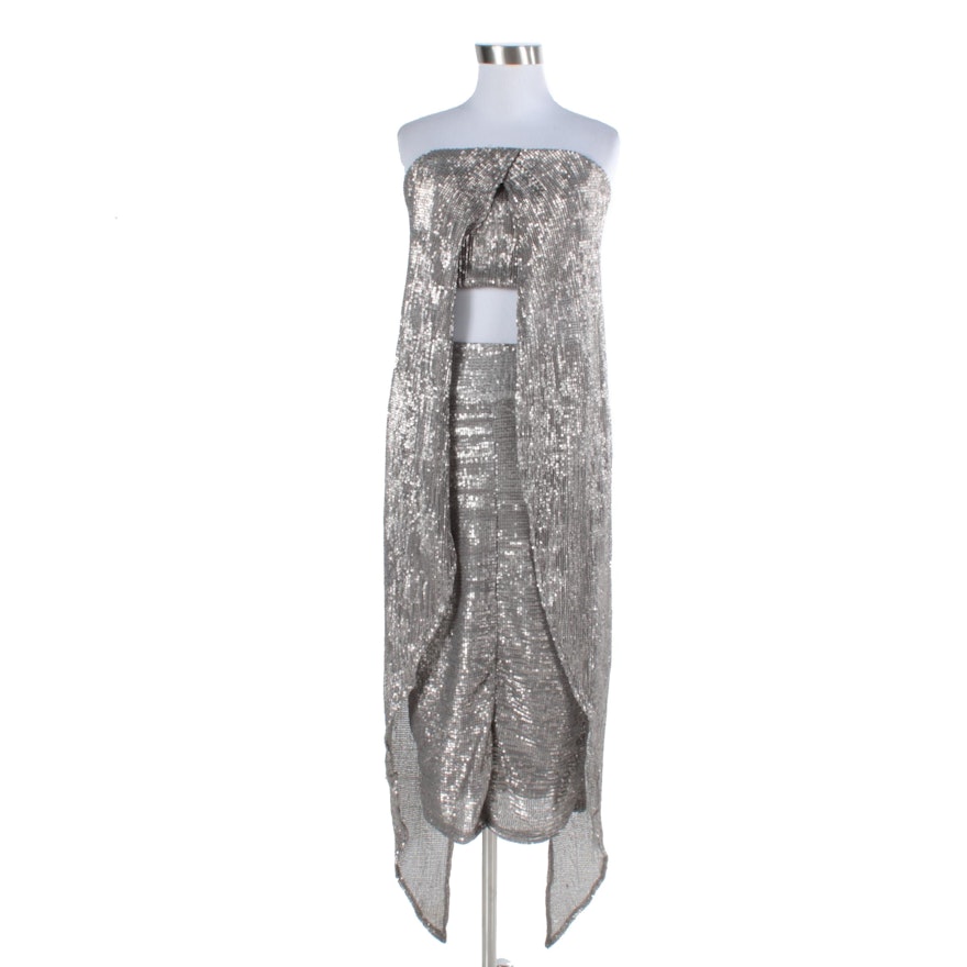 Women's Lavish Alice Silver Sequined Evening Ensemble