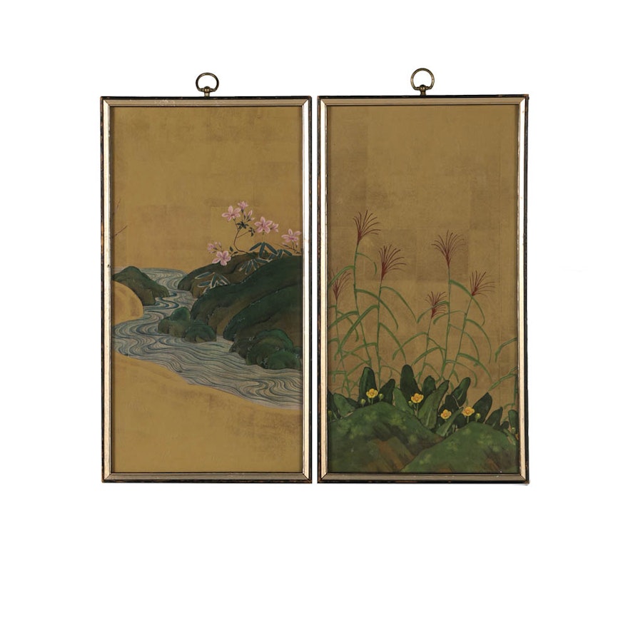 Pair of Offset Lithographs after a Japanese Folding Screen