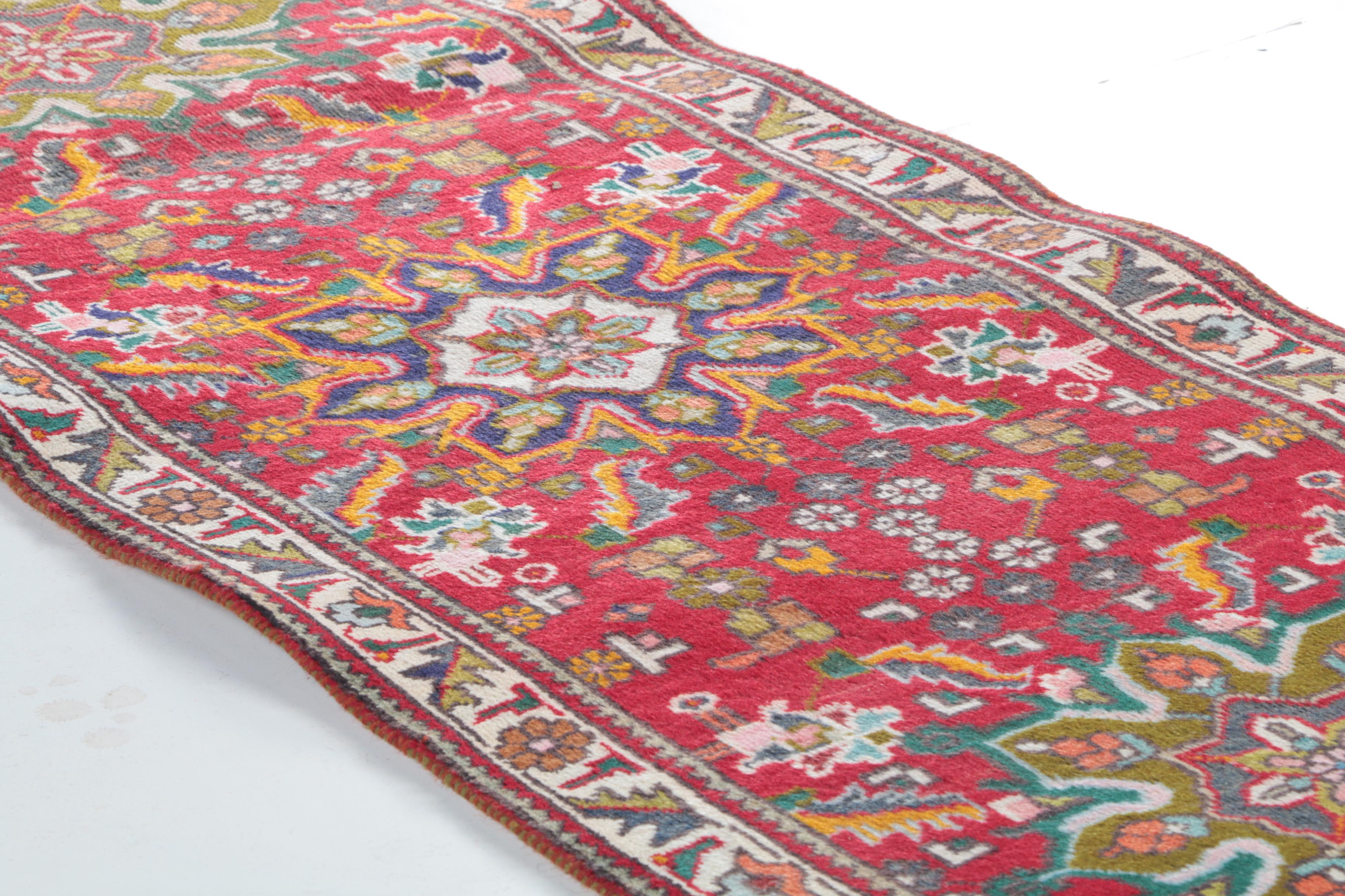 Hand-Knotted Wool Persian Village Carpet Runner