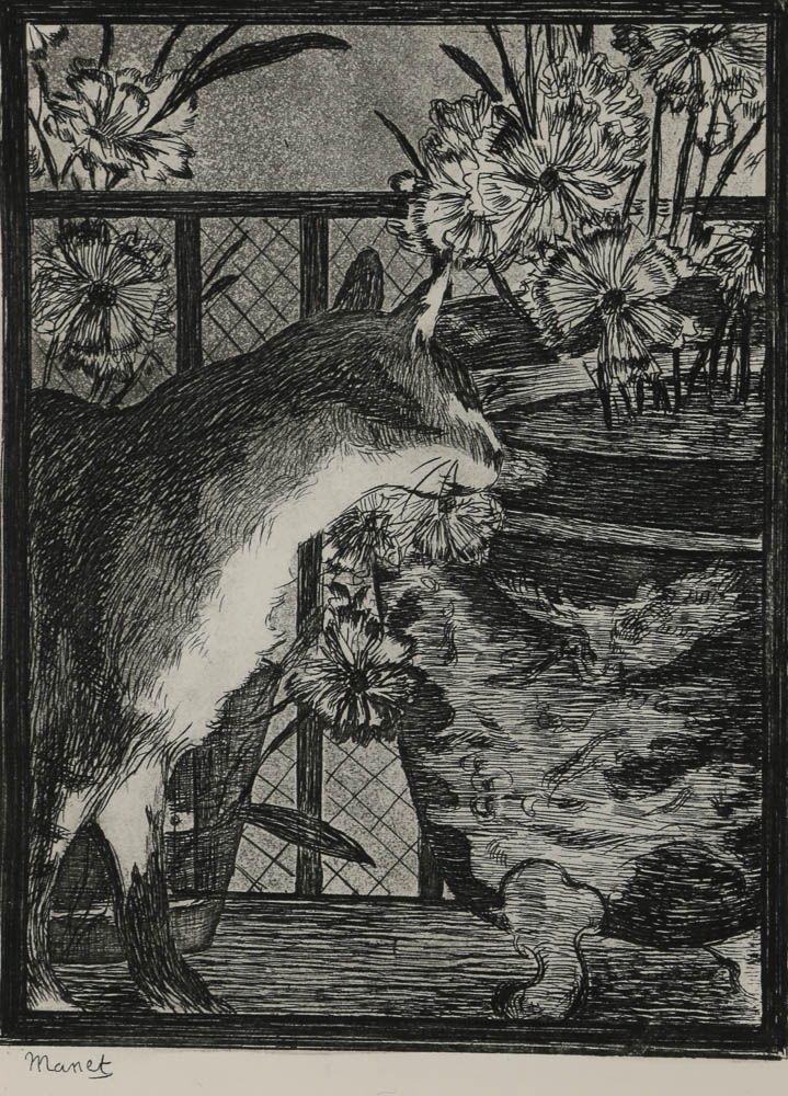 Lithograph After Édouard Manet "Cat and Flowers"