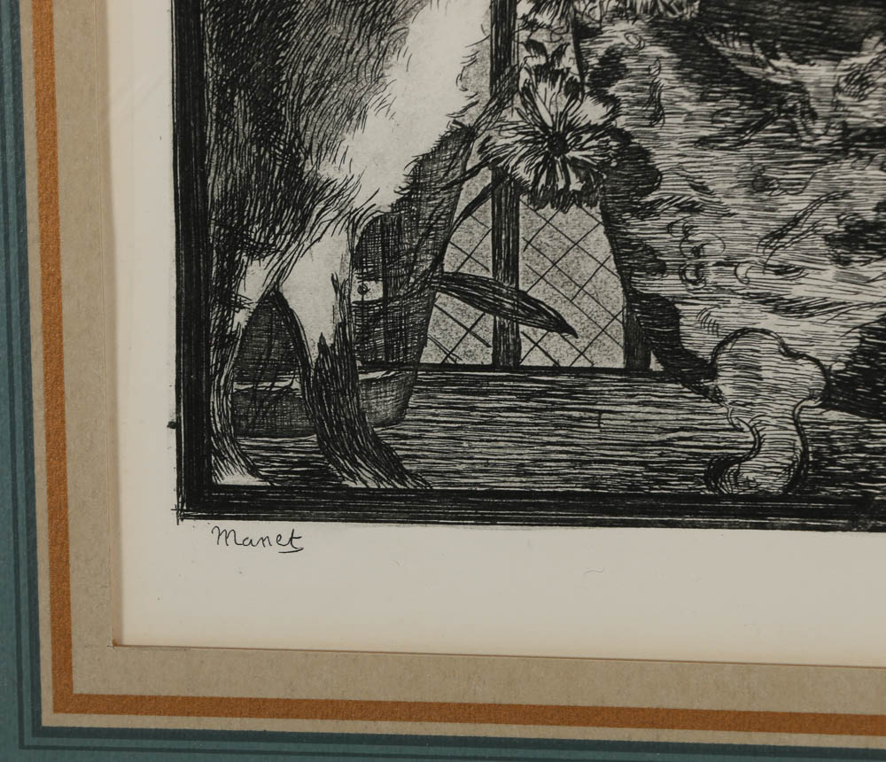 Lithograph After Édouard Manet "Cat and Flowers"