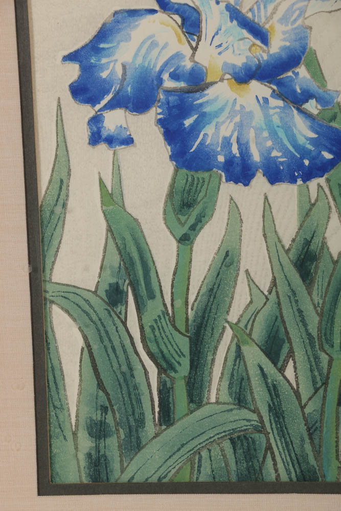 Kotozuka Eiichi Woodblock "Blue Iris"