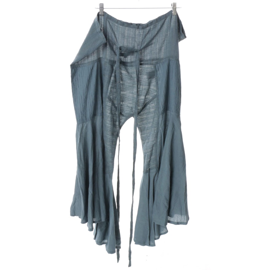 Cocoricooo Linen and Silk Blend Blue Fisherman Pants