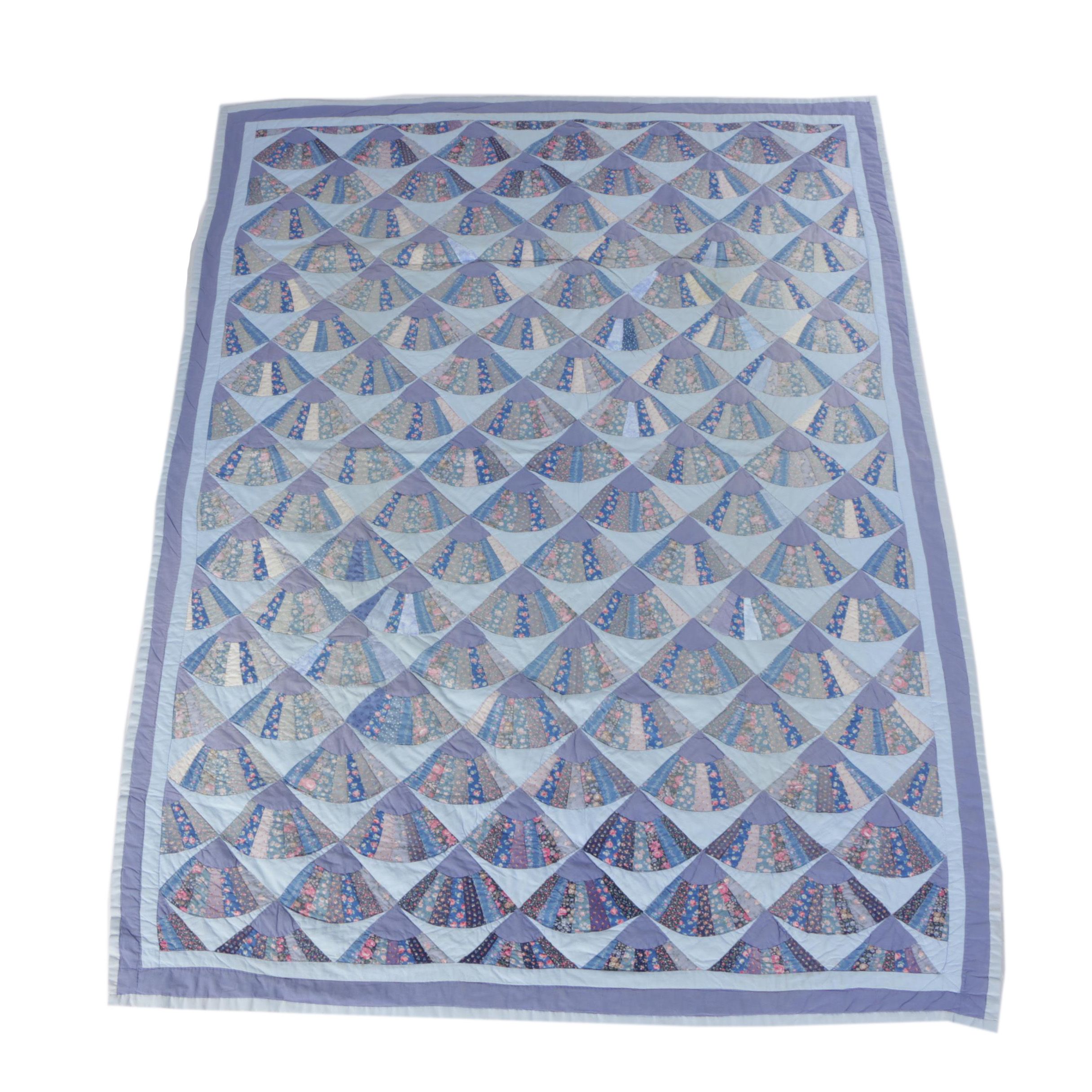Vintage Handmade "Grandmother's Fan" Quilt