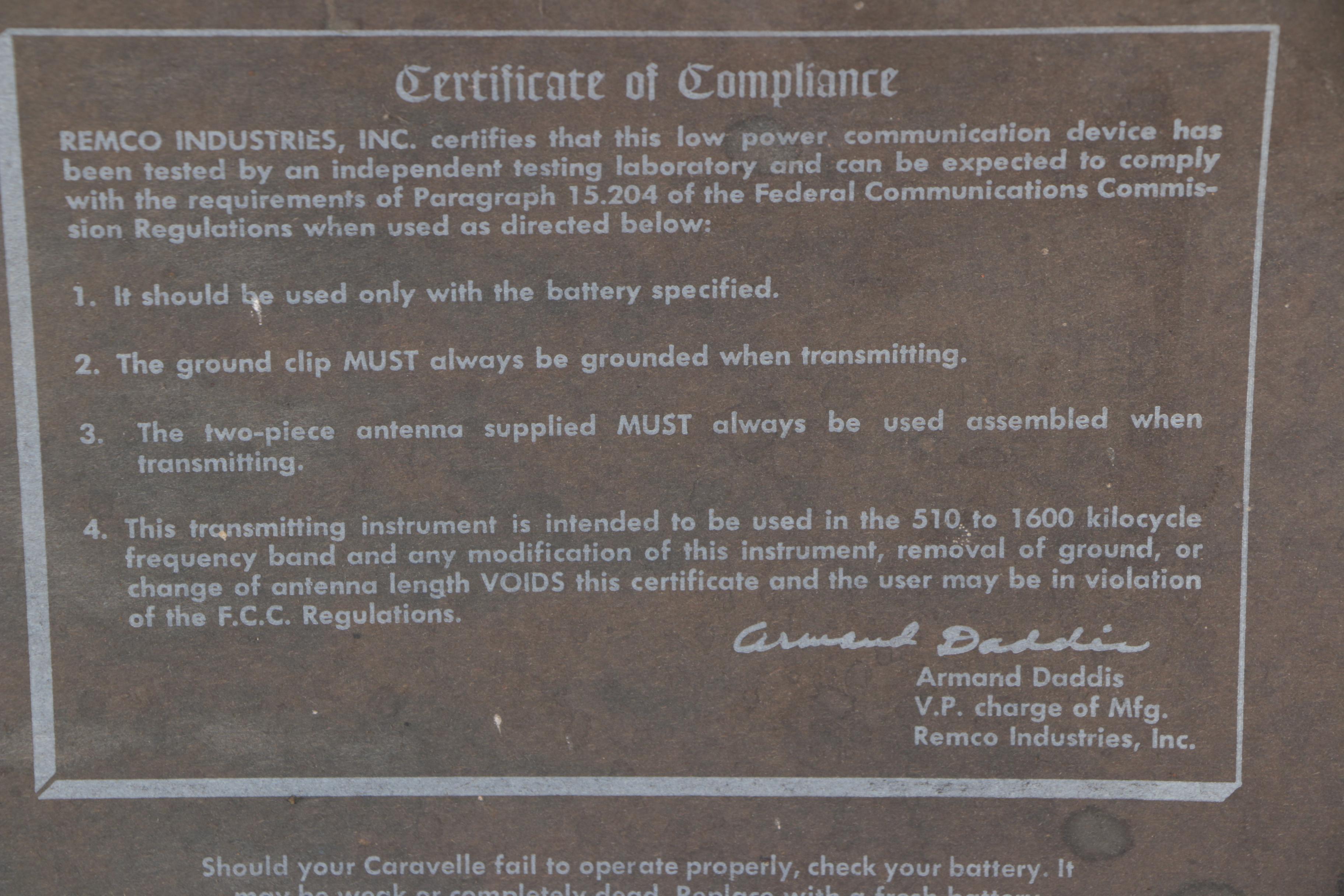 Vintage Remco Caravelle Radio Receiver and Transmitter