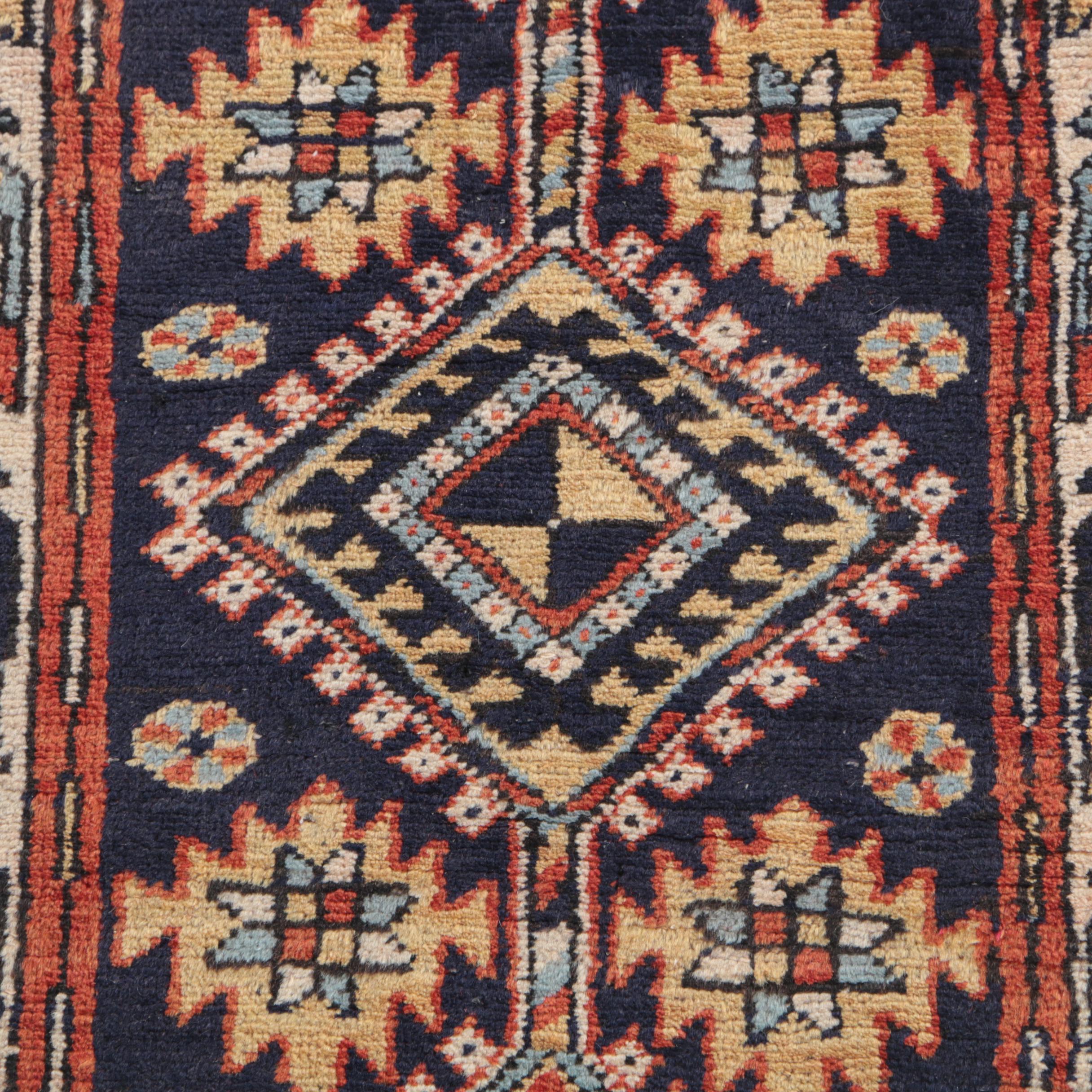 Hand-Knotted Kazak Wool Carpet Runner