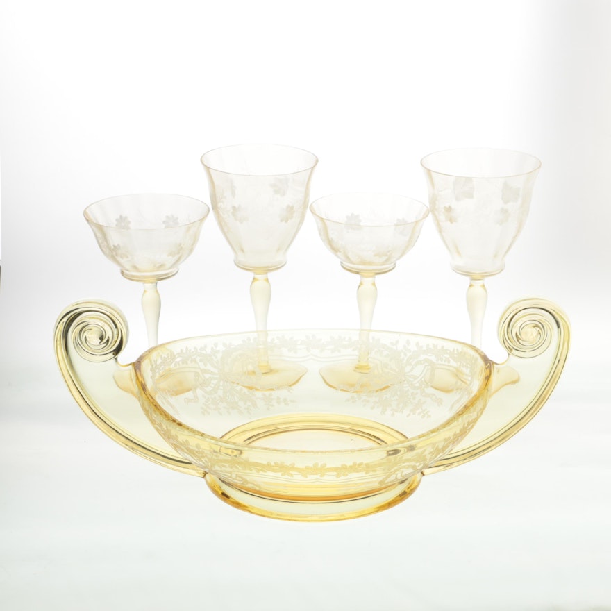 Vintage Yellow Depression Glass Tableware