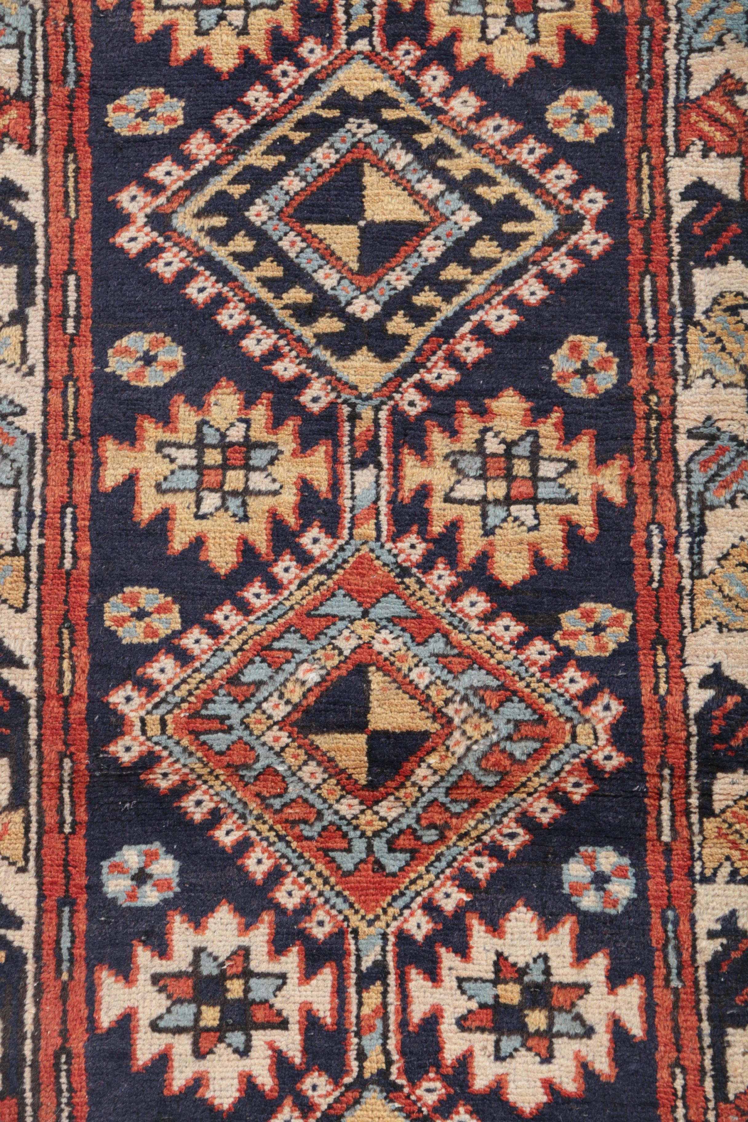 Hand-Knotted Kazak Wool Carpet Runner