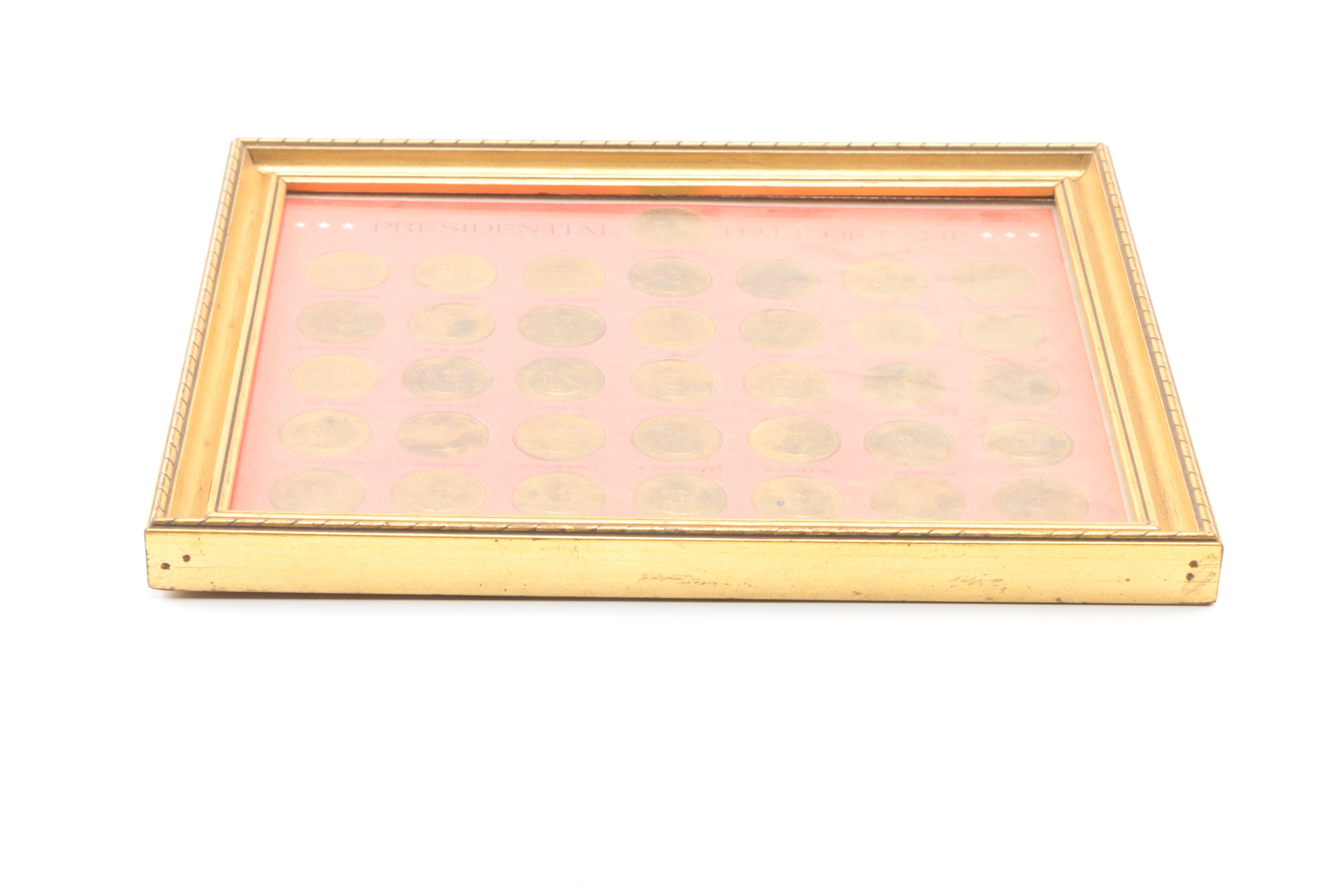 Framed Presidential Hall of Fame Coins from Washington to Nixon