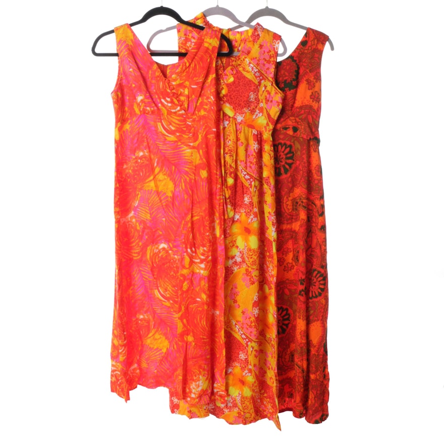 Women's Vintage Hawaiian Barkcloth Dresses