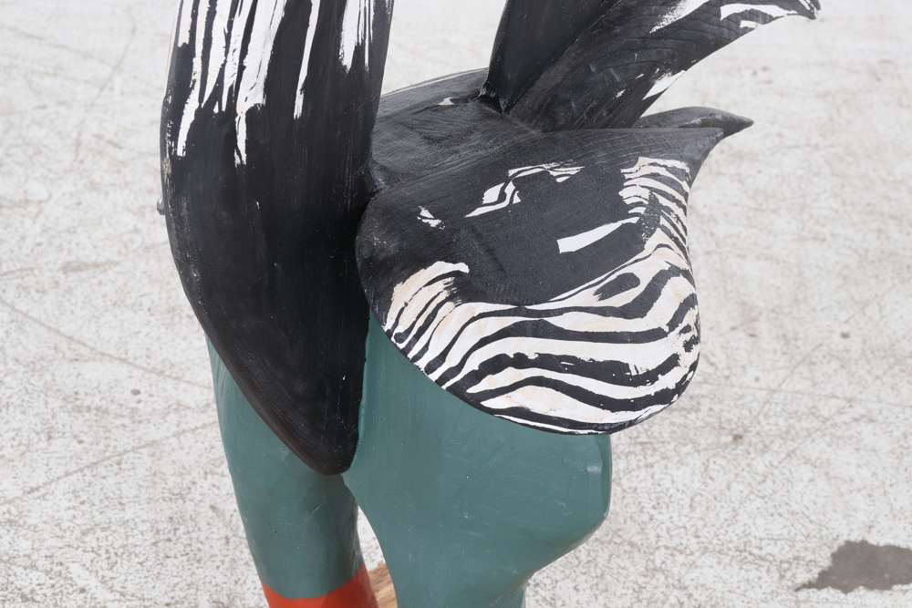 Clifton Barr Painted Wooden Folk Sculpture of Rooster