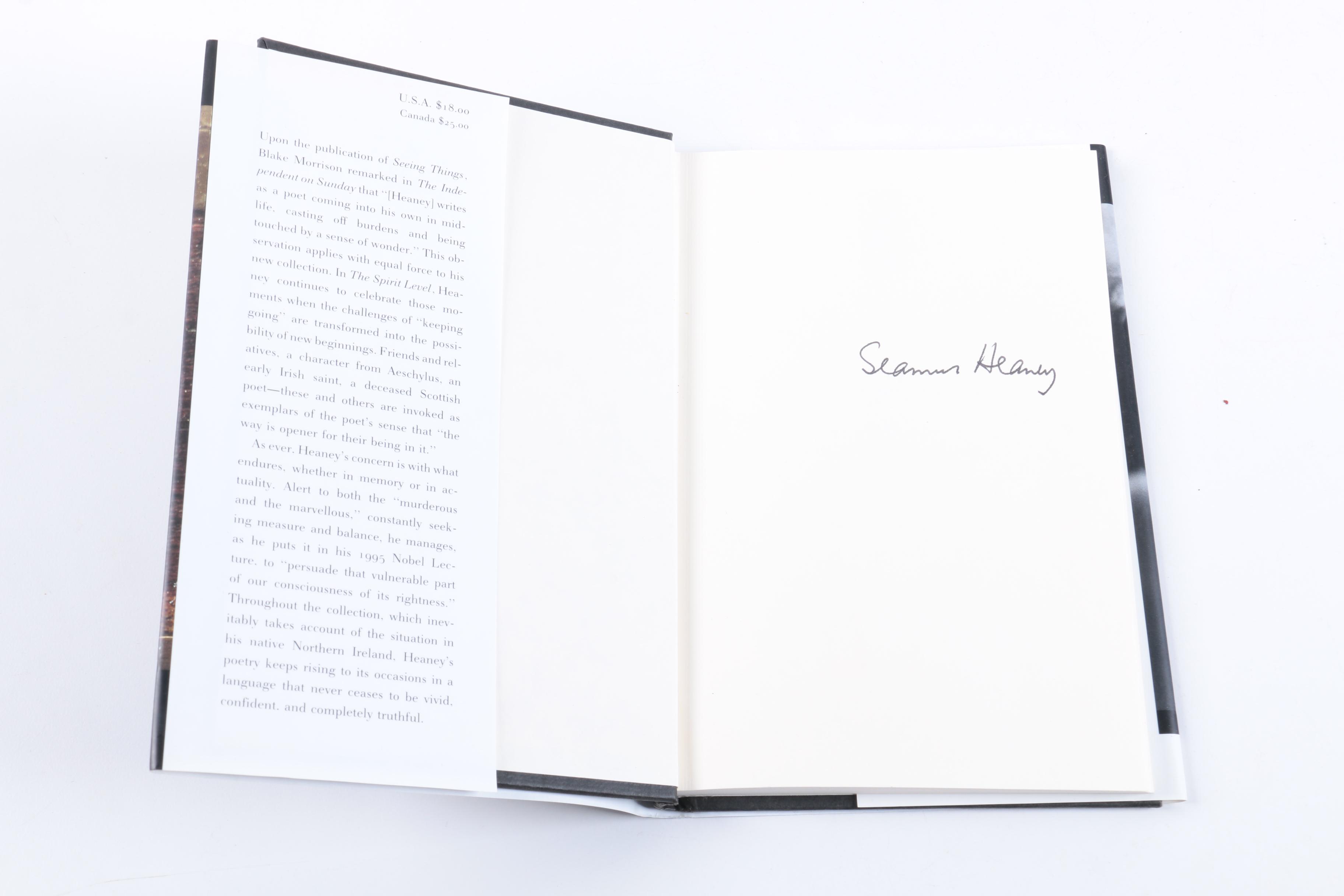 1996 Signed "The Spirit Level" by Seamus Heaney