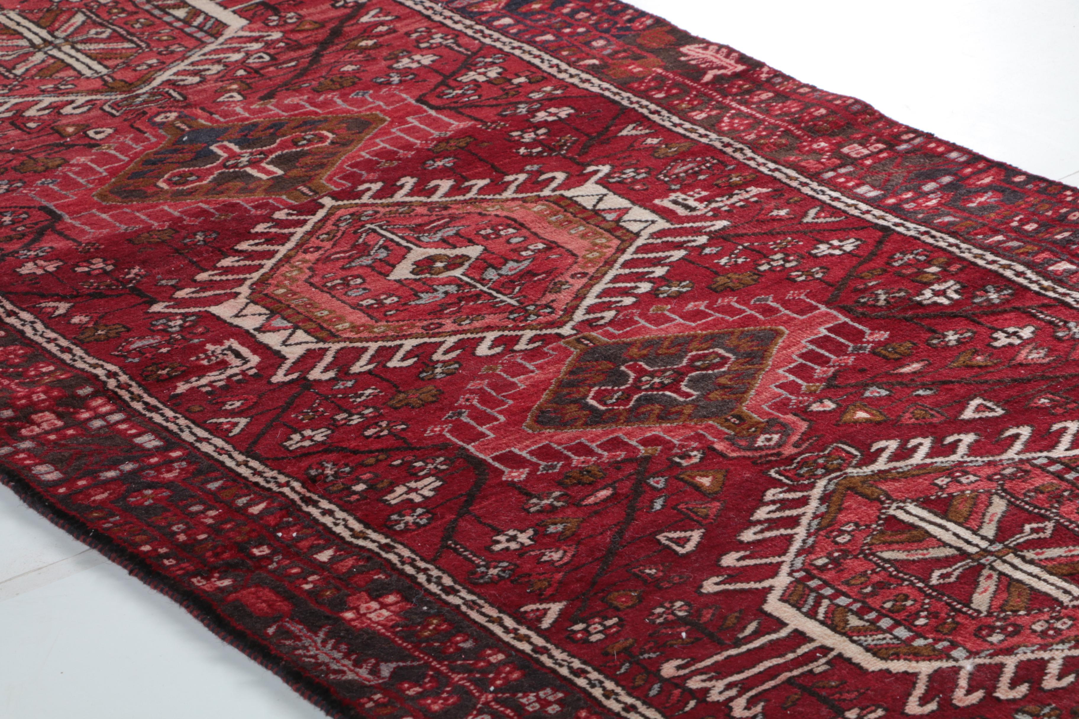 Hand-Knotted Persian Karaja Wool Carpet Runner