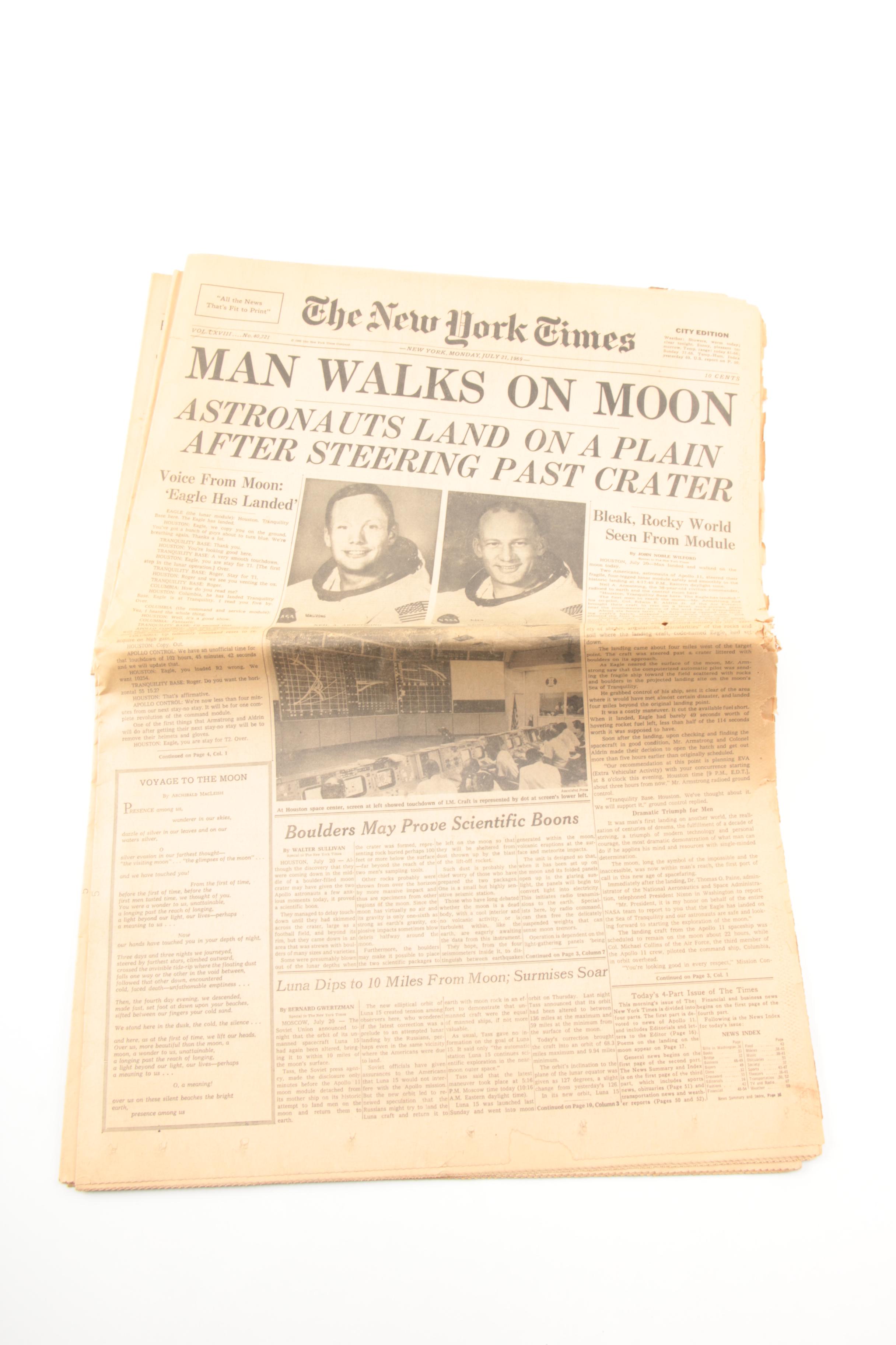 1969 Moon Landing Newspaper Articles