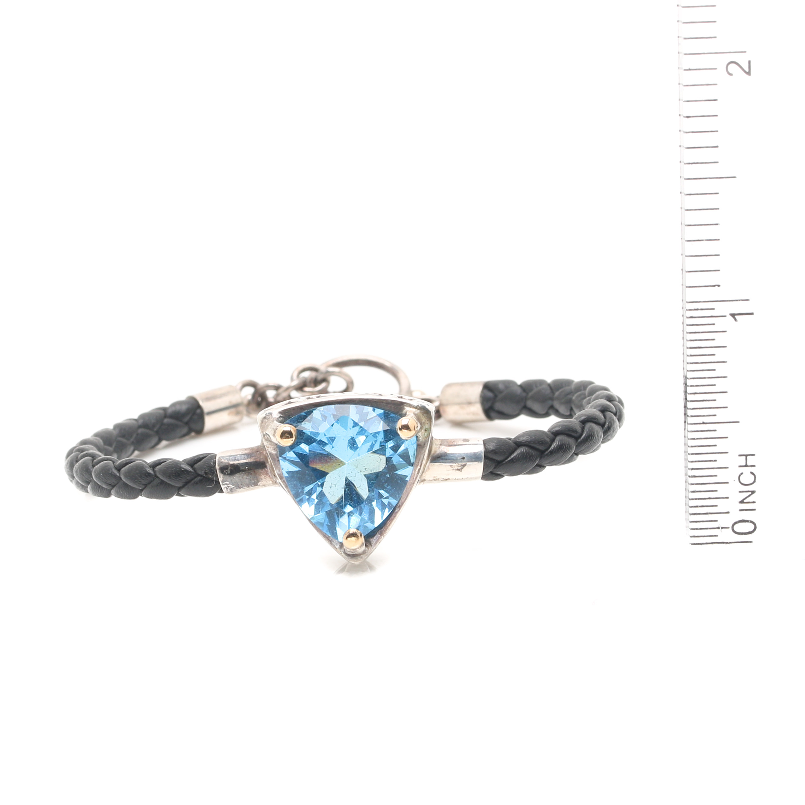 Sterling Silver Blue Cubic Zirconia Bracelet With 18K Yellow Gold Accents