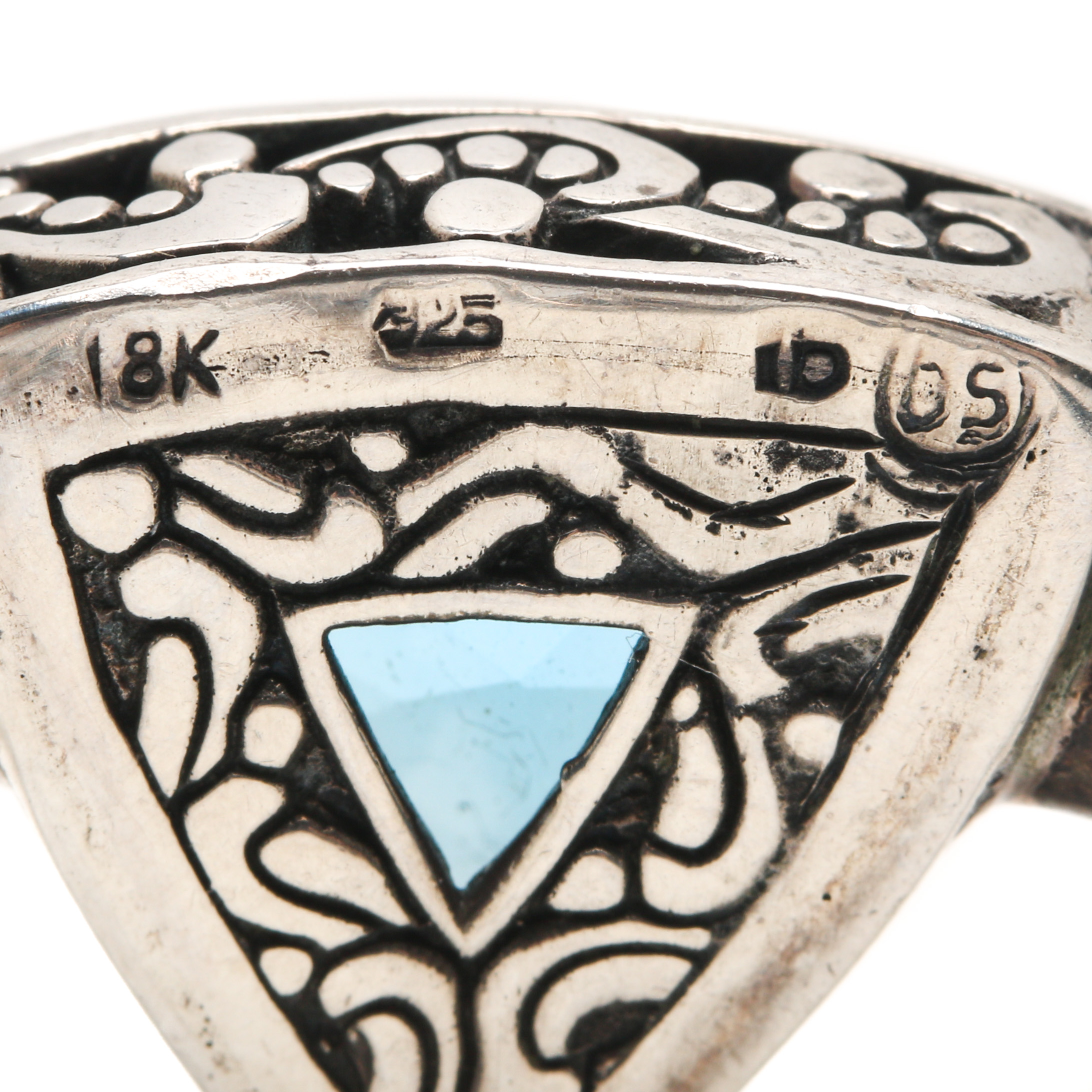 Sterling Silver Blue Cubic Zirconia Bracelet With 18K Yellow Gold Accents