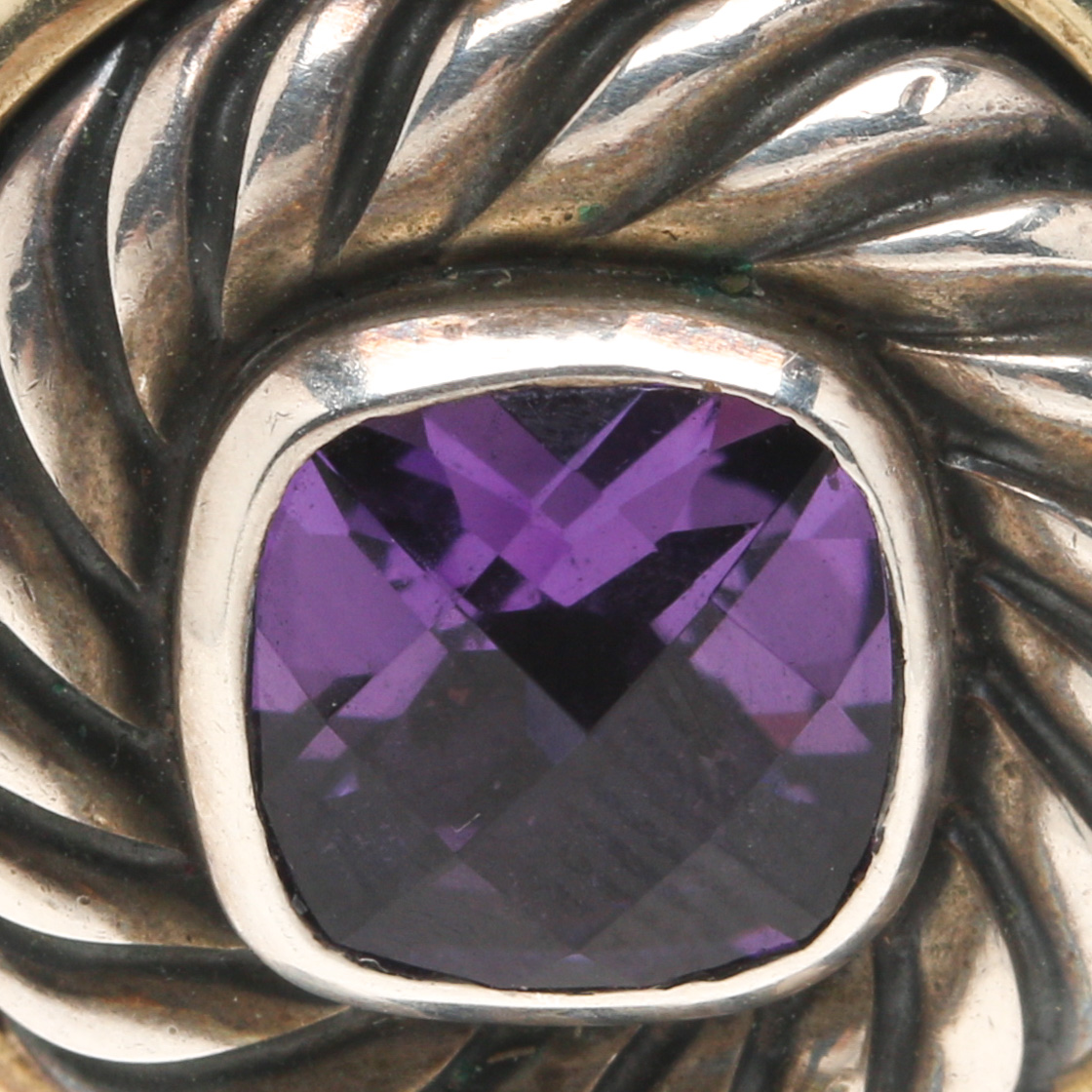 David Yurman Sterling Silver and 14K Yellow Gold Amethyst Pendant