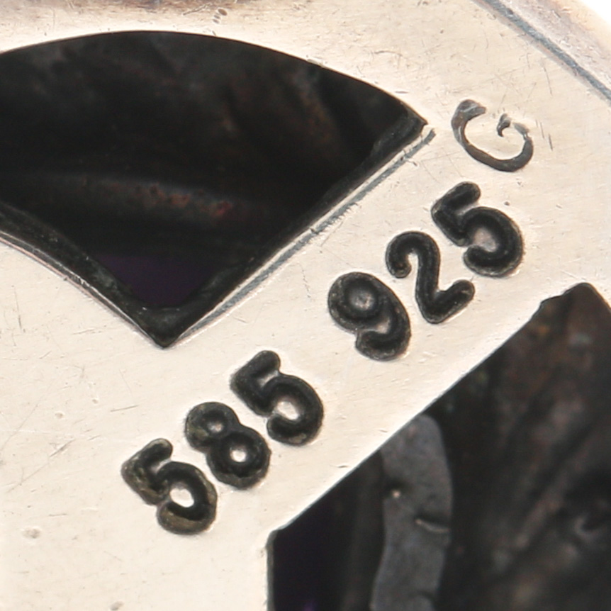 David Yurman Sterling Silver and 14K Yellow Gold Amethyst Pendant