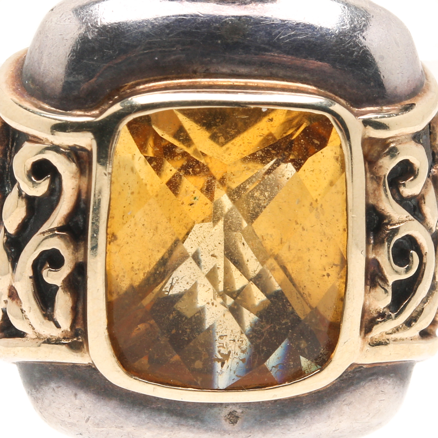 Sterling Silver Citrine Pendant With 14K Yellow Gold Accents