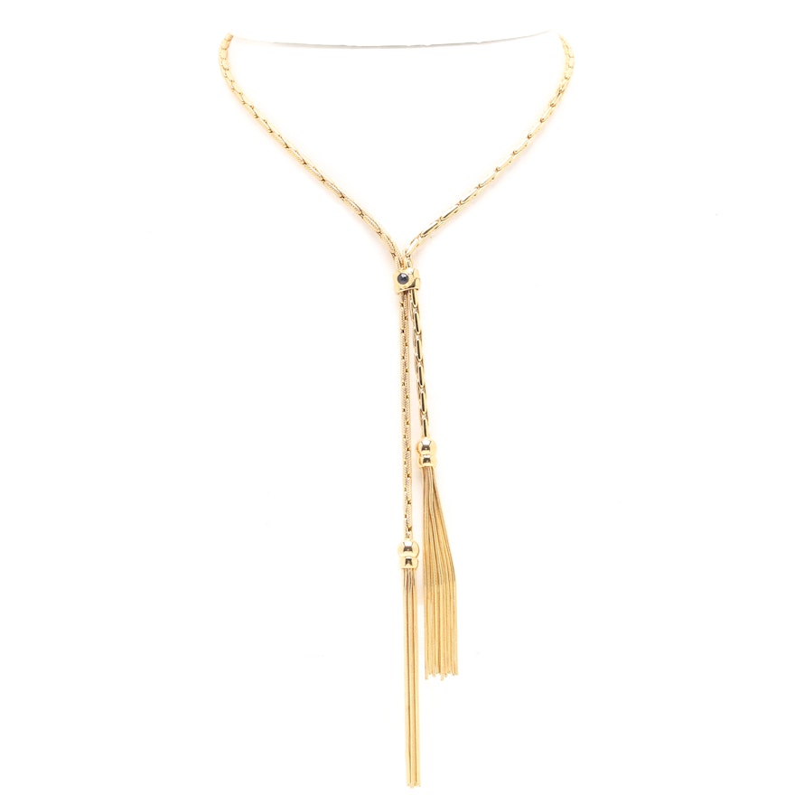 14K Yellow Gold Sapphire Necklace