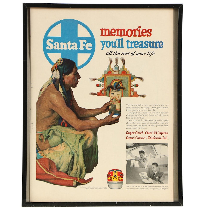 1952 Sante Fe Railroad Magazine Advertisement In Frame