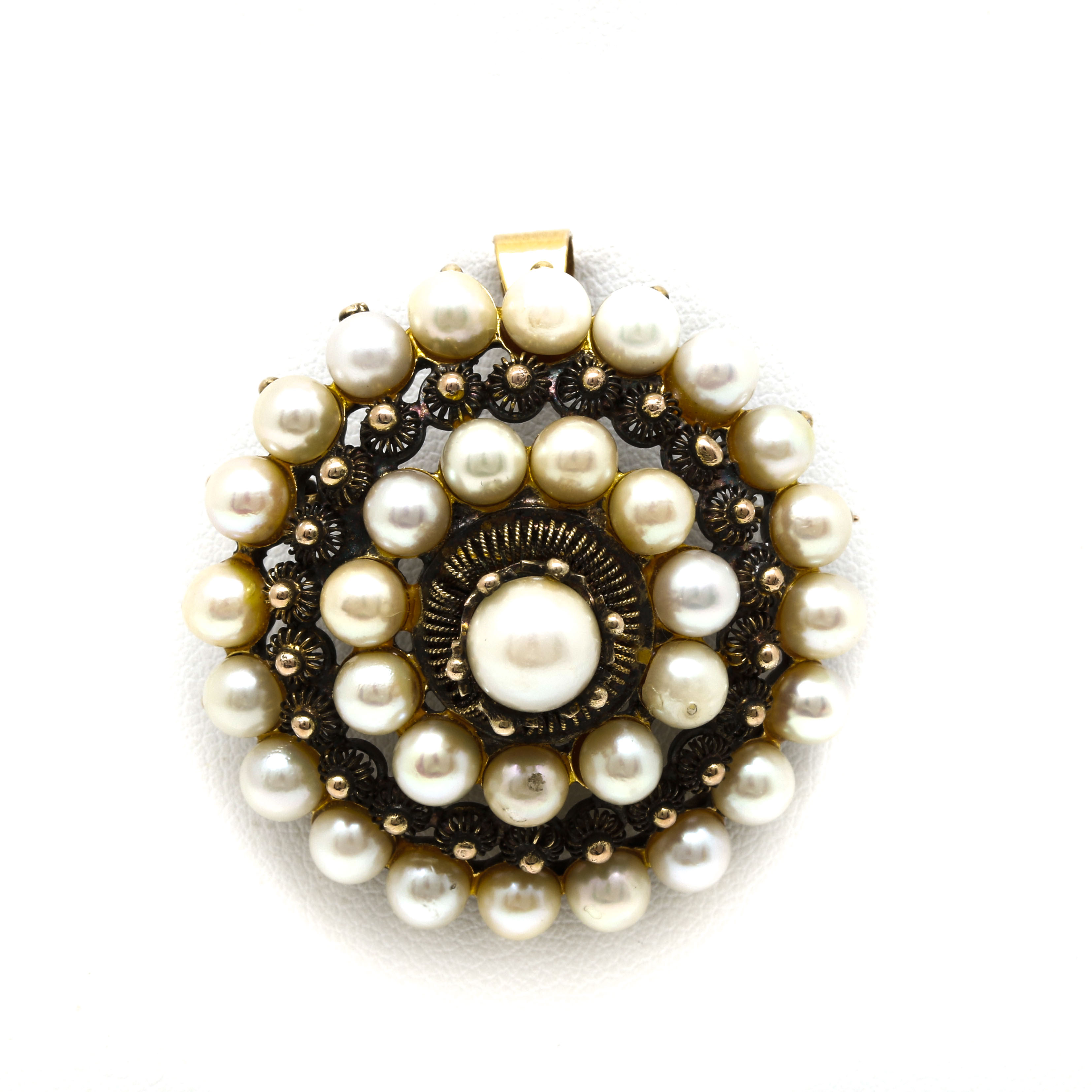 10K Yellow Gold Cultured Pearl Converter Brooch