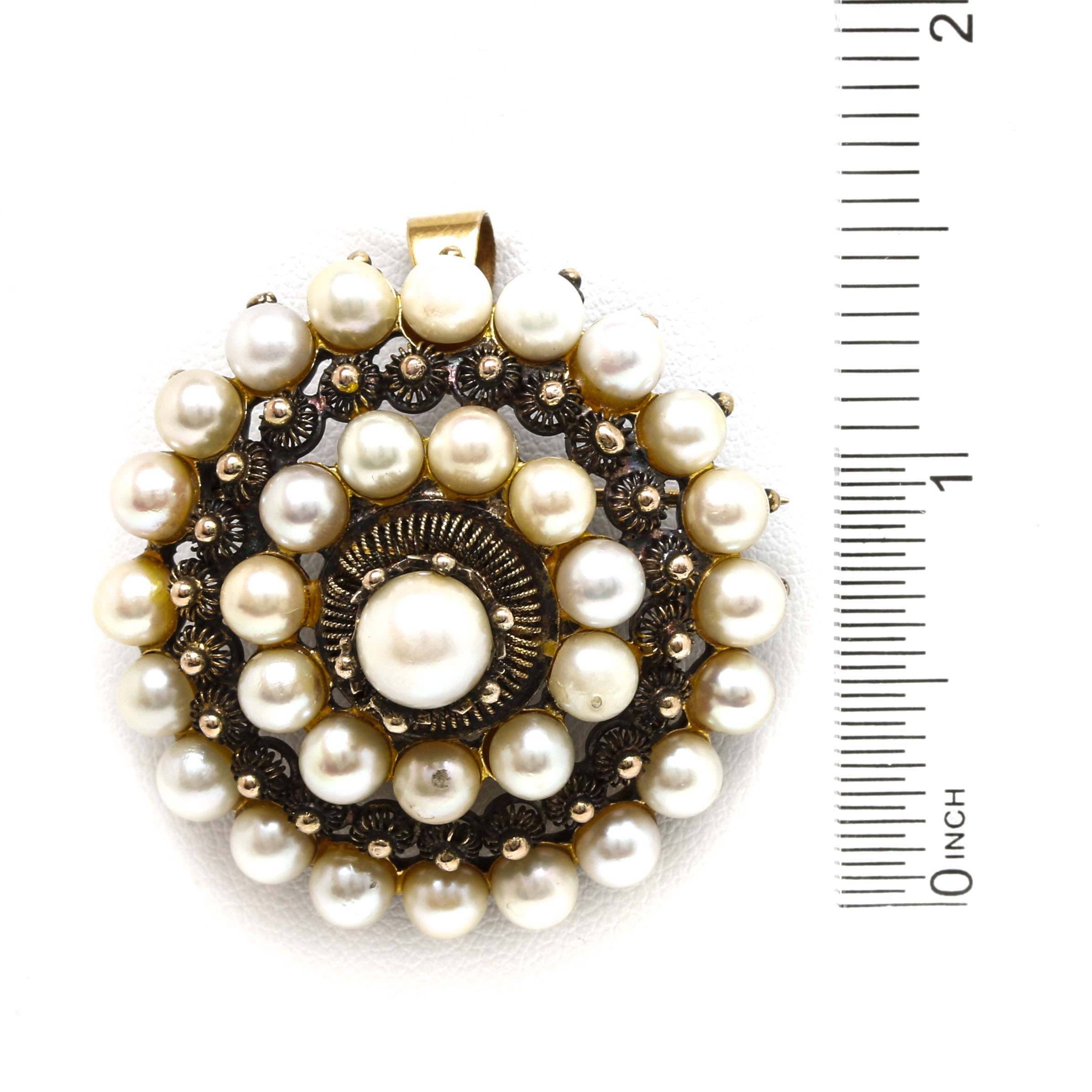 10K Yellow Gold Cultured Pearl Converter Brooch