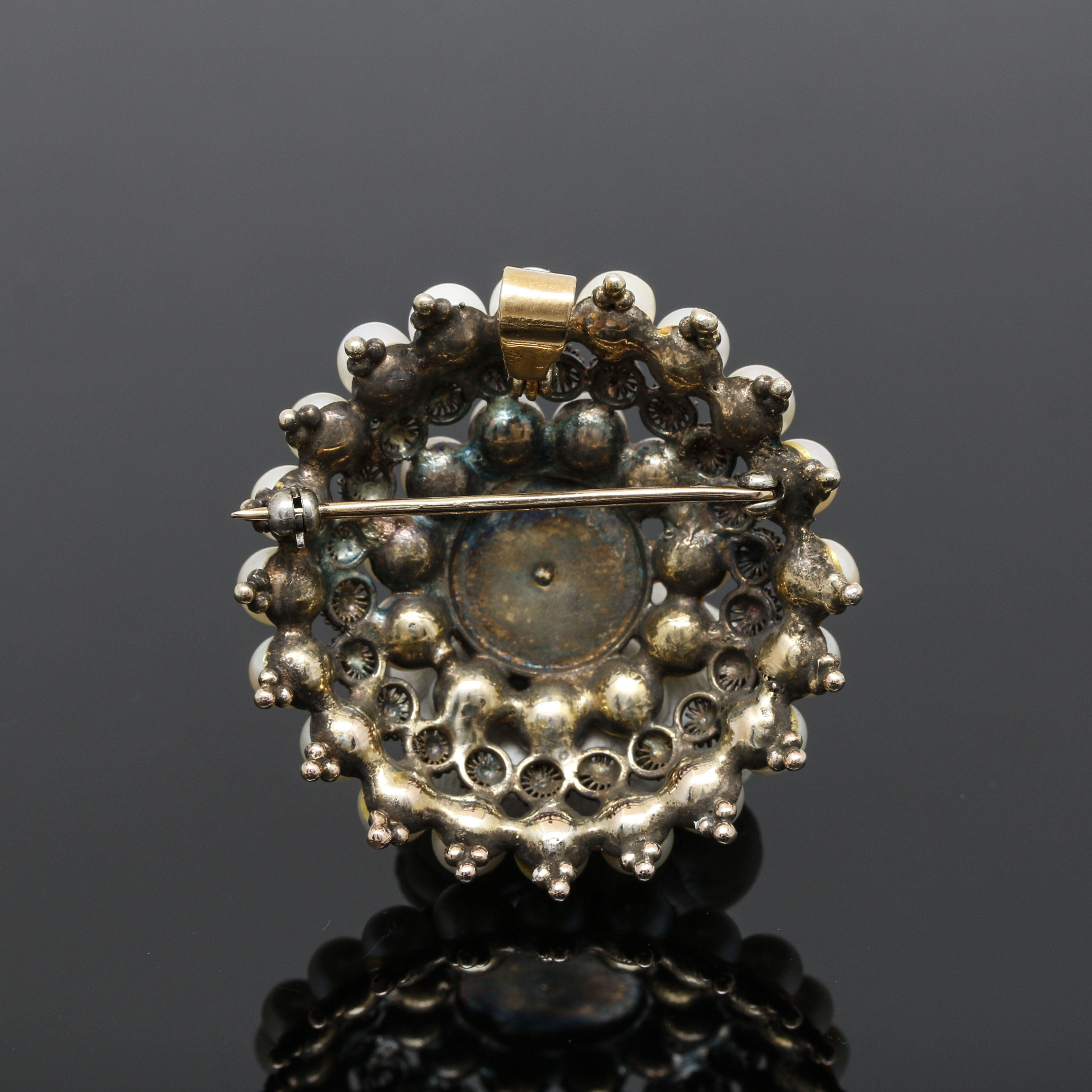 10K Yellow Gold Cultured Pearl Converter Brooch