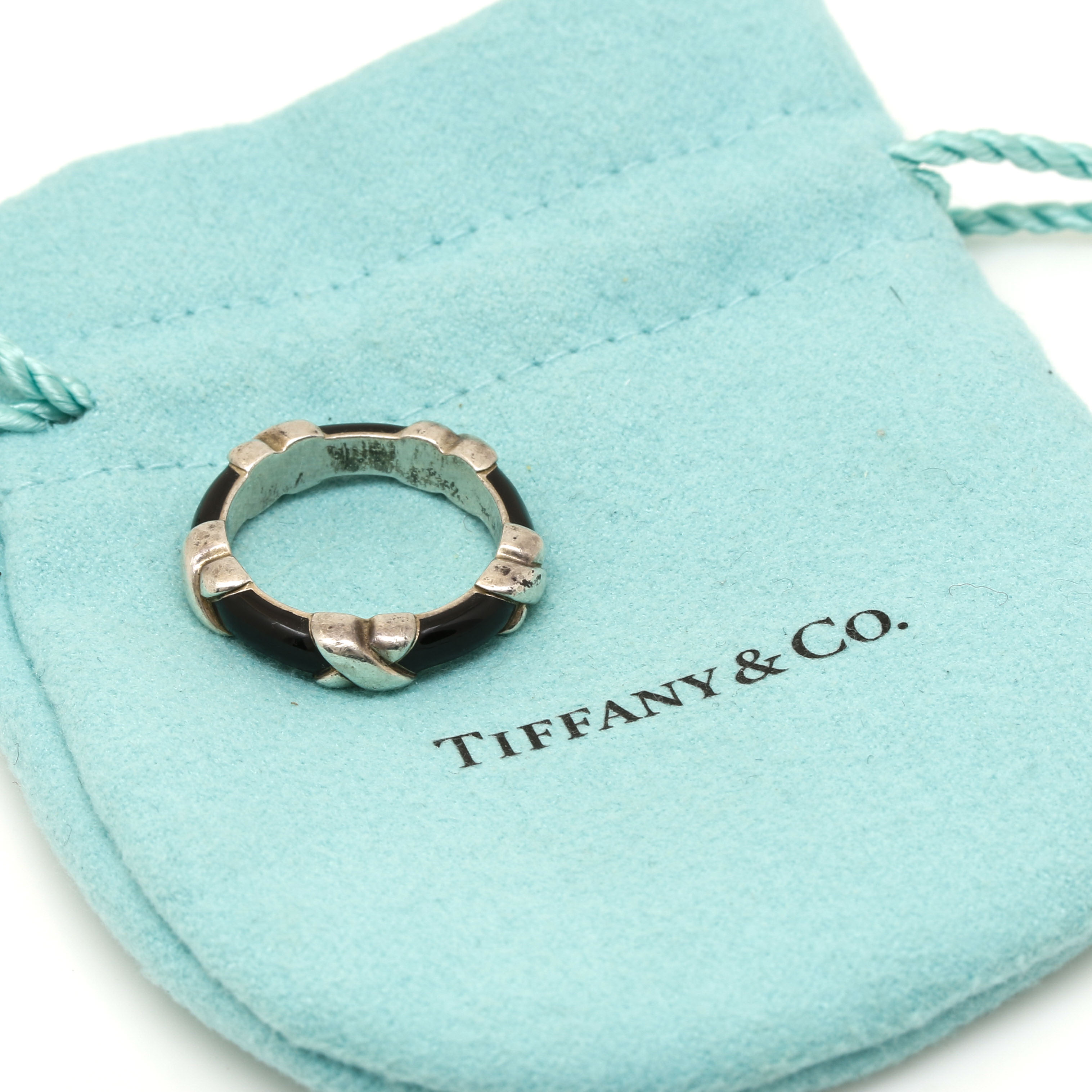Tiffany & Co. "Signature X" Sterling Silver Enamel Ring