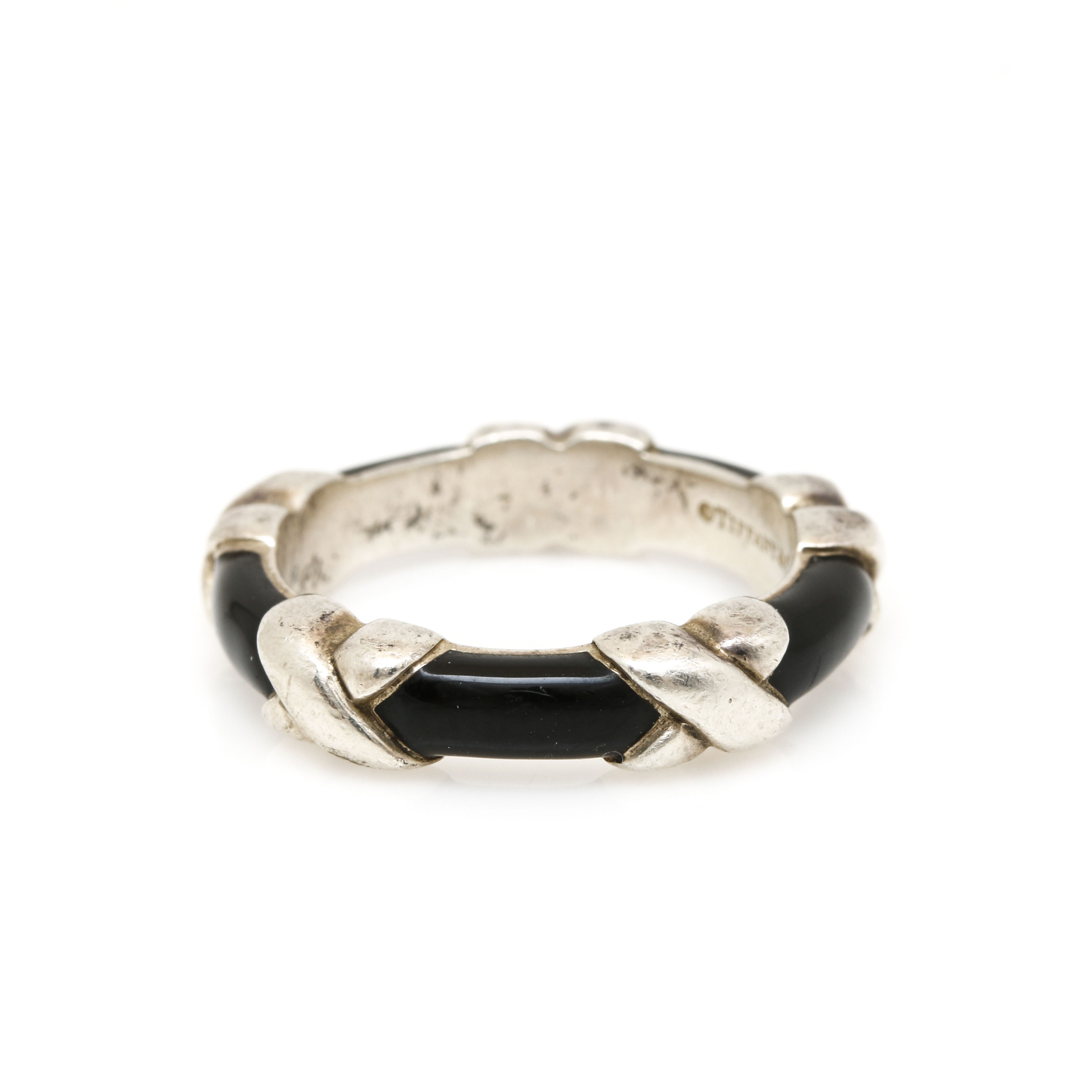 Tiffany & Co. "Signature X" Sterling Silver Enamel Ring