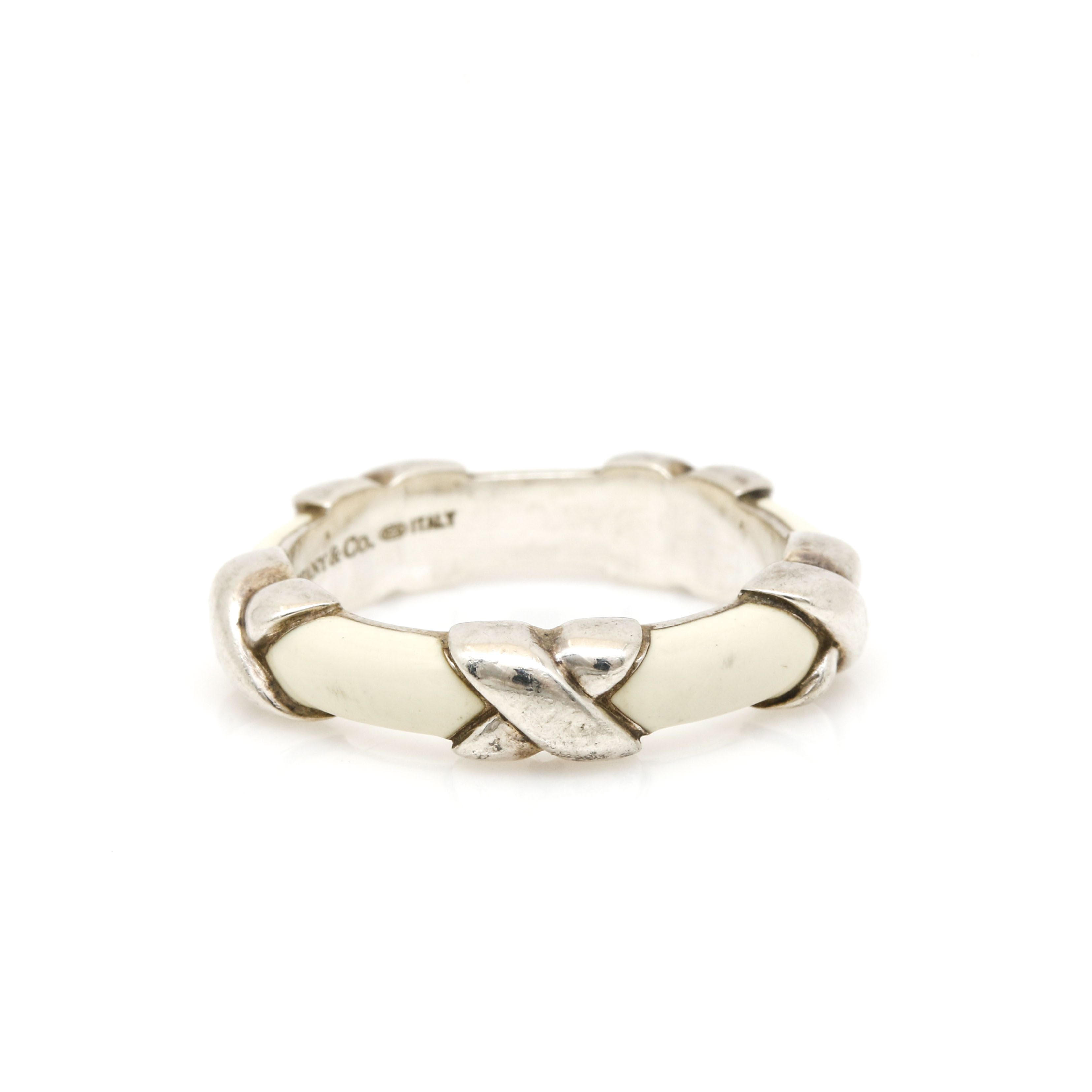 Tiffany & Co. "Signature X" Sterling Silver Enamel Ring