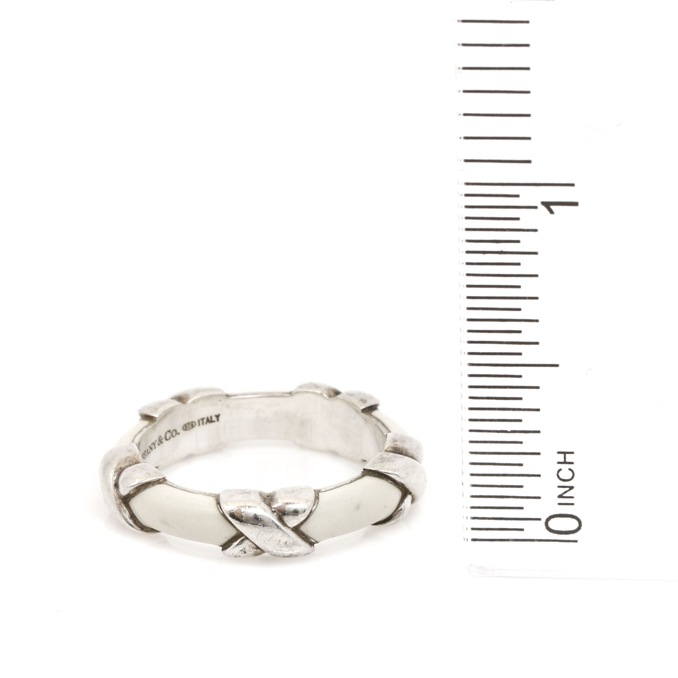 Tiffany & Co. "Signature X" Sterling Silver Enamel Ring