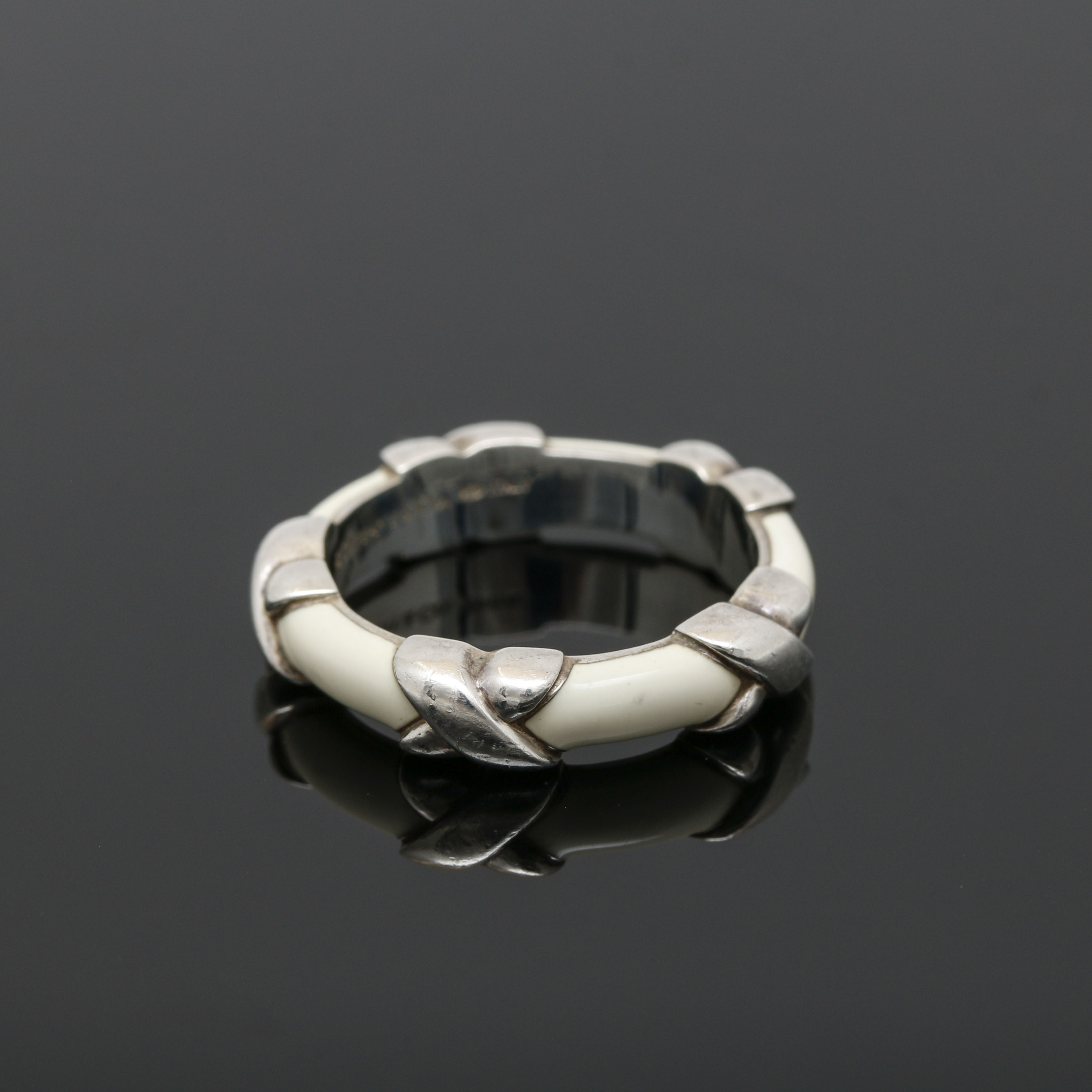 Tiffany & Co. "Signature X" Sterling Silver Enamel Ring