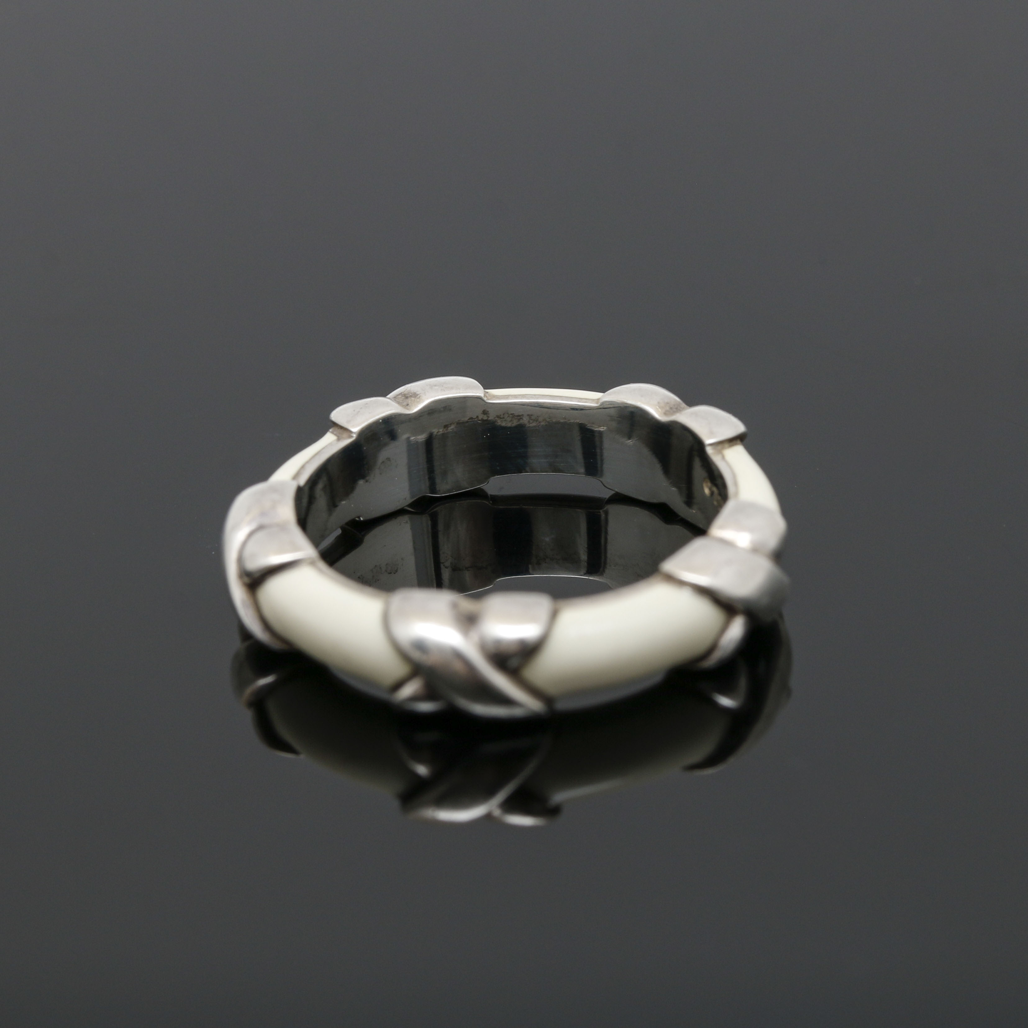 Tiffany & Co. "Signature X" Sterling Silver Enamel Ring