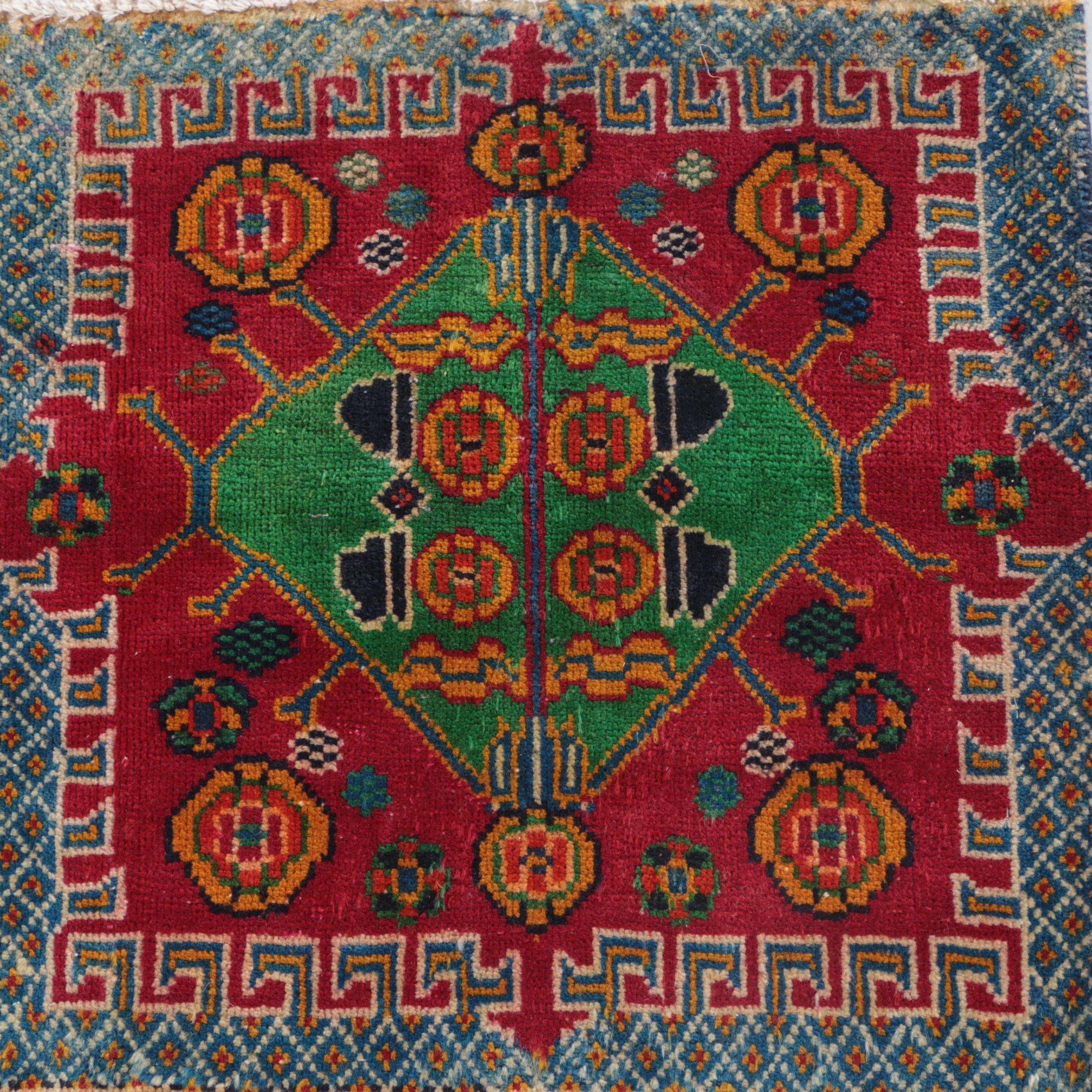 Hand-Knotted Caucasian Square Accent Rug