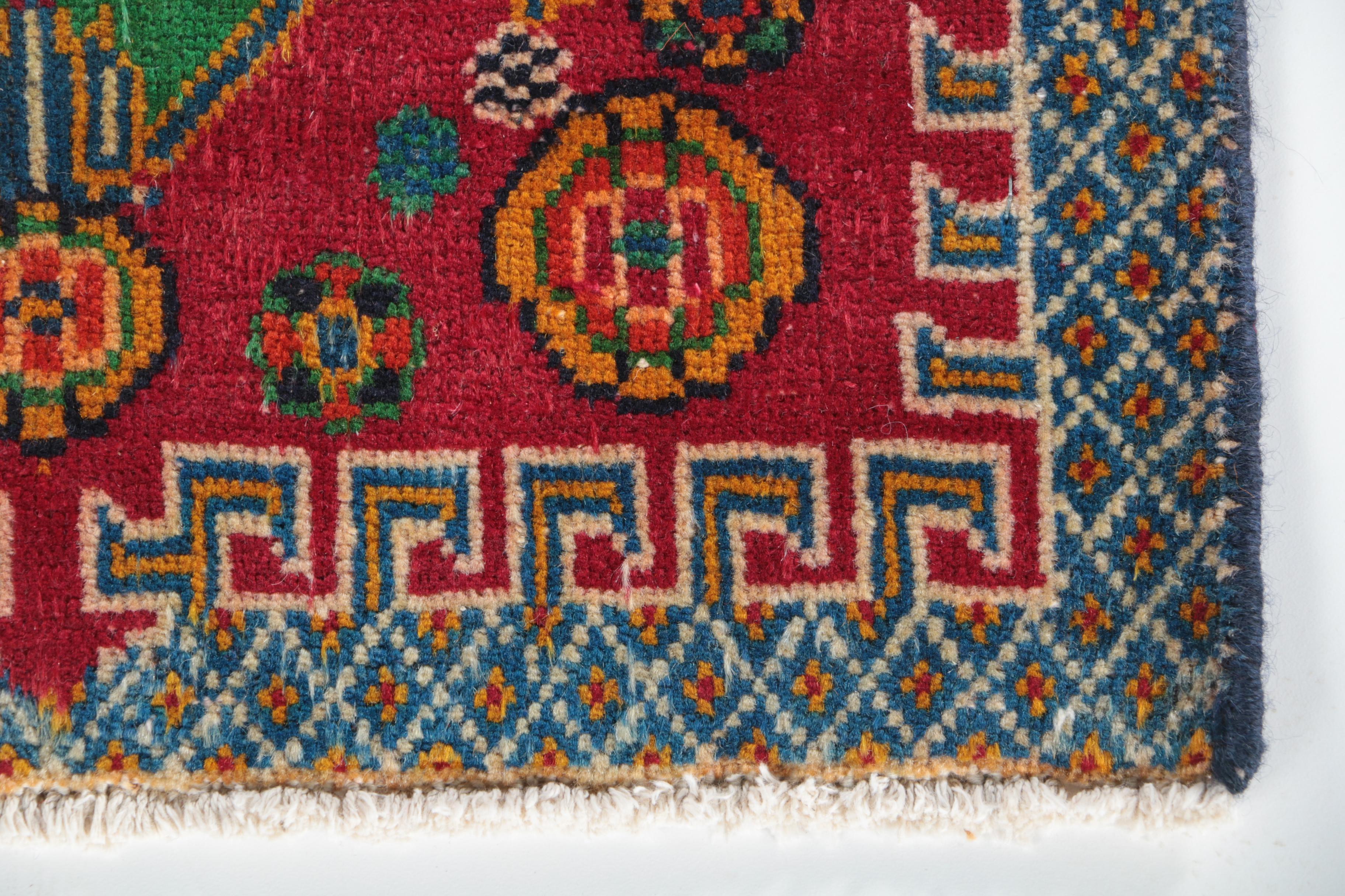 Hand-Knotted Caucasian Square Accent Rug
