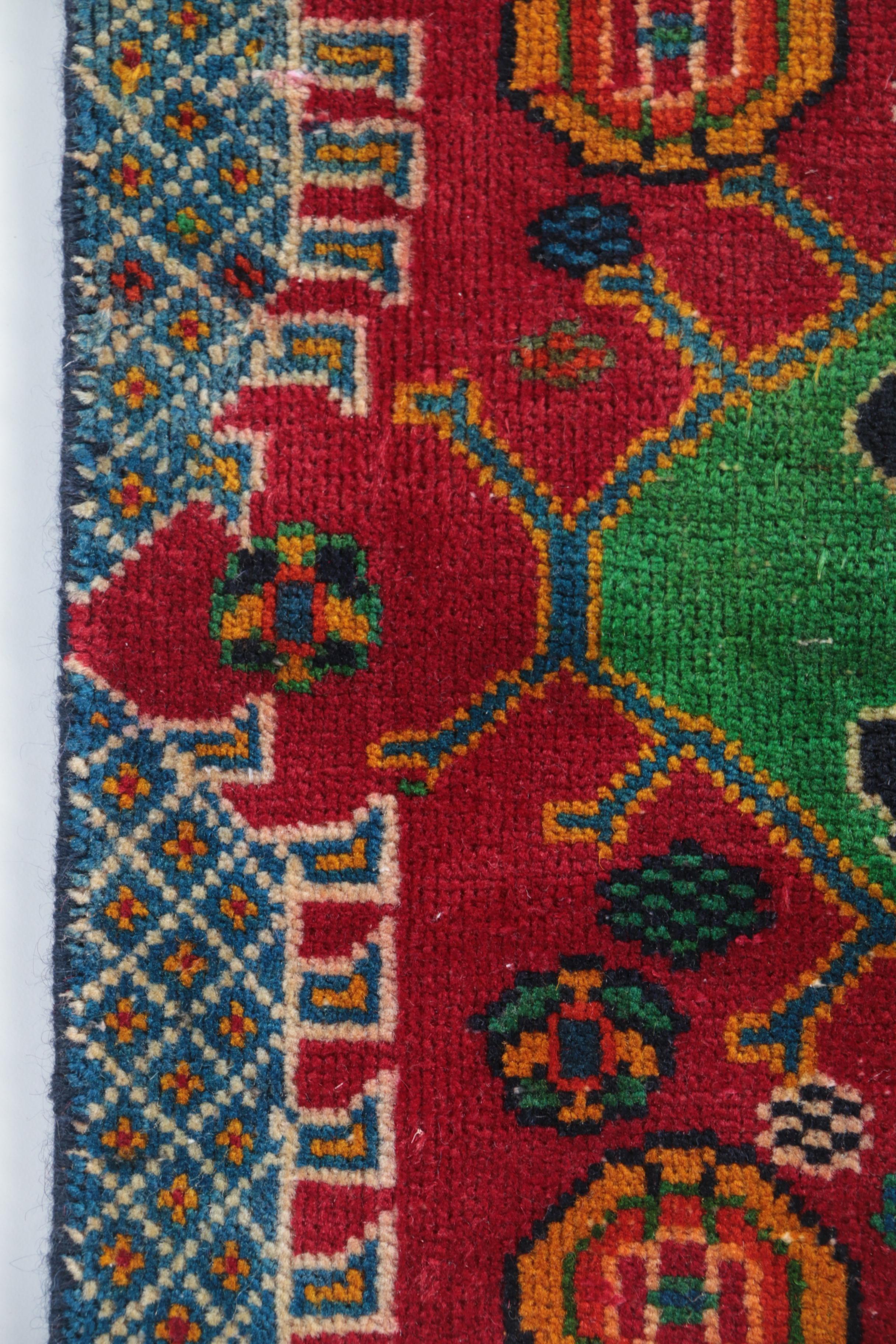 Hand-Knotted Caucasian Square Accent Rug