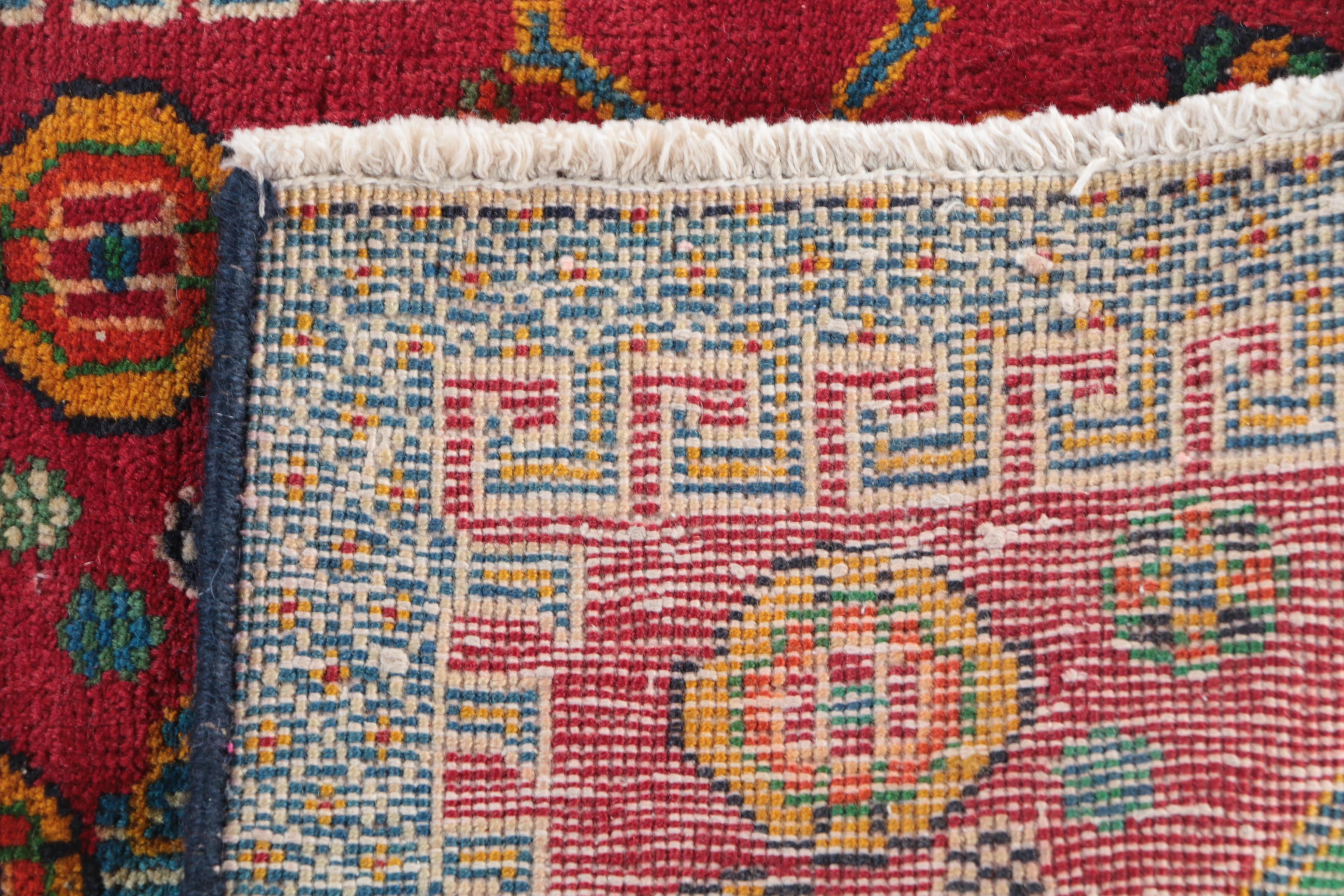 Hand-Knotted Caucasian Square Accent Rug