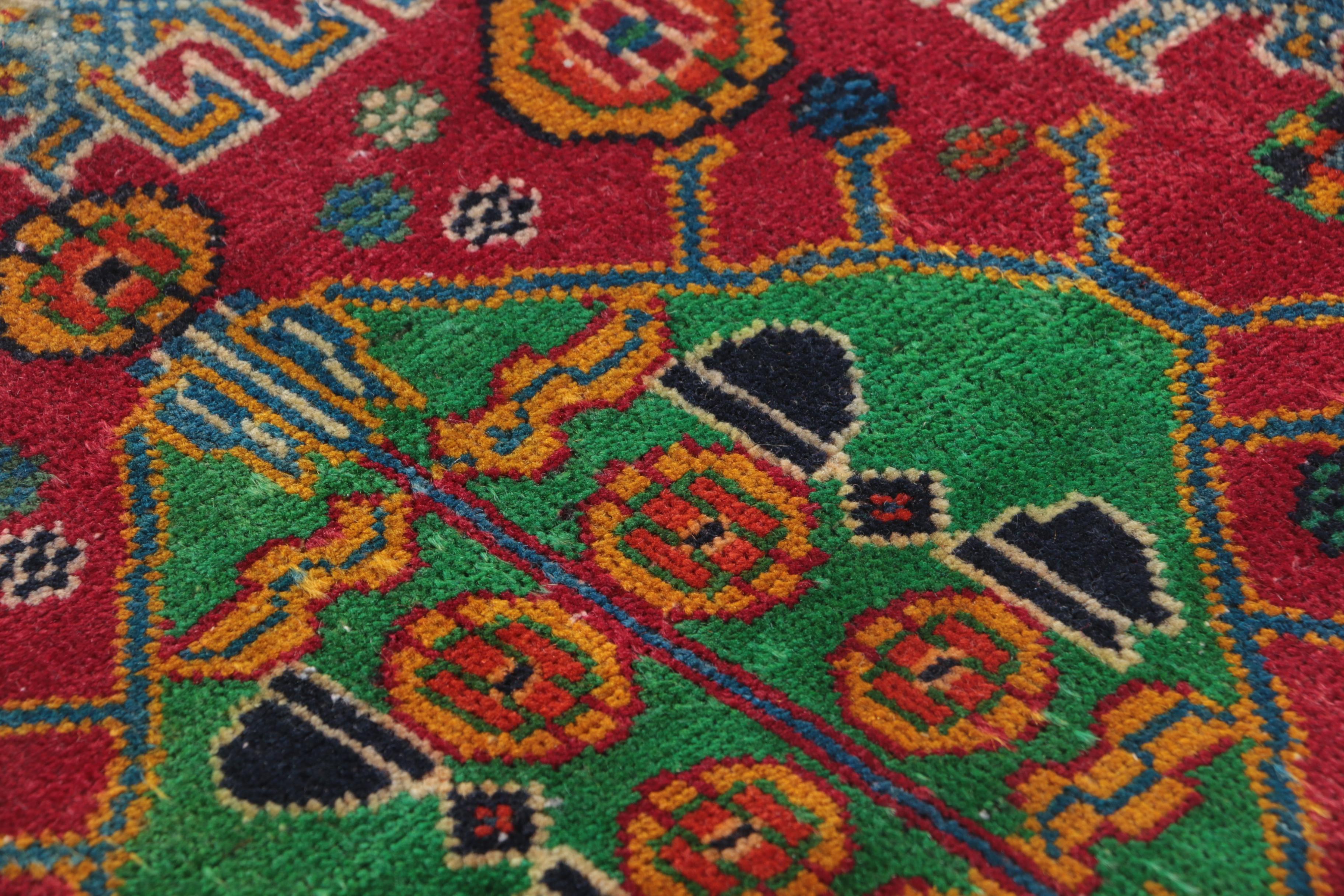 Hand-Knotted Caucasian Square Accent Rug