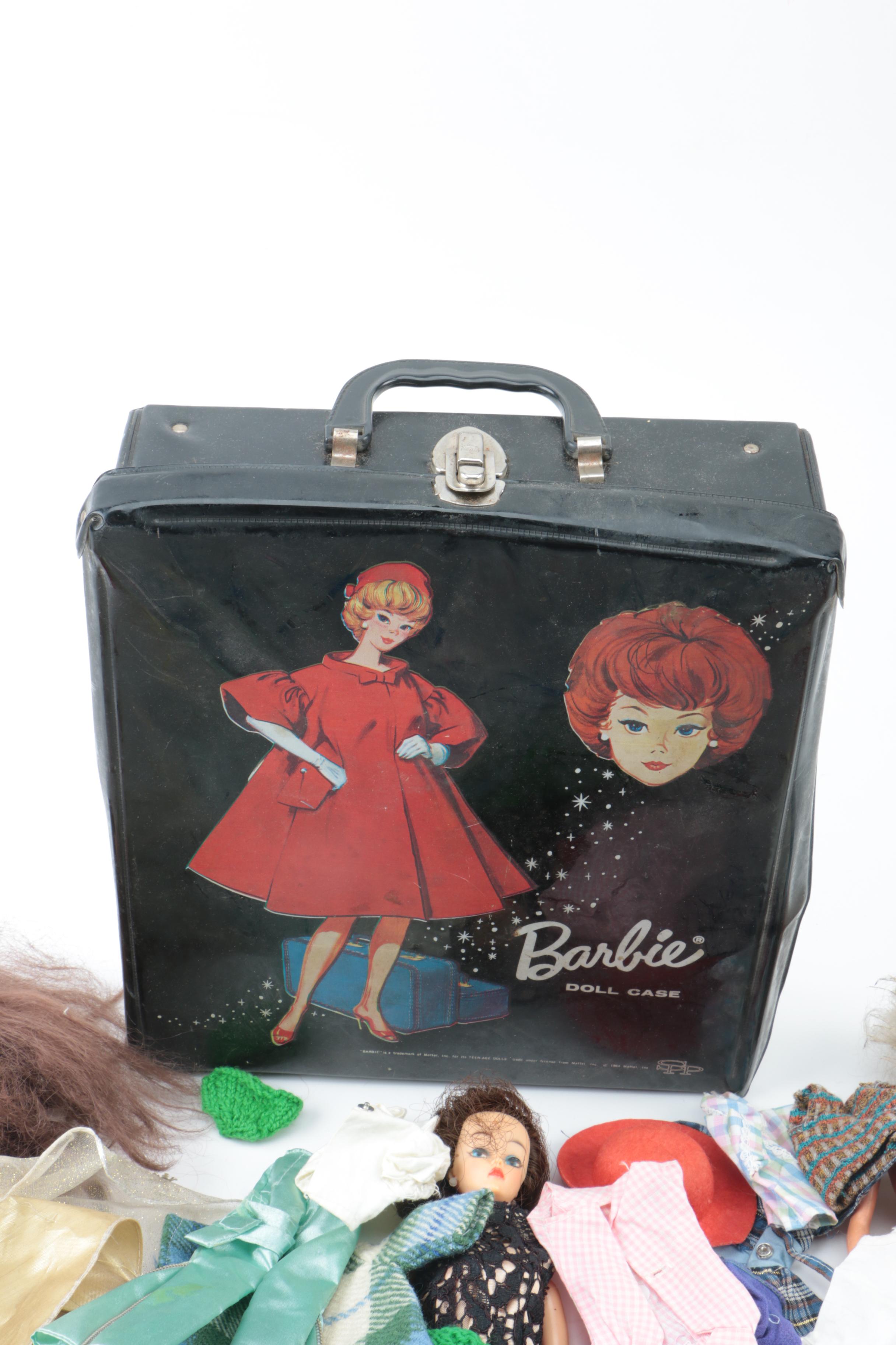 Vintage Barbie Dolls with 1963 Barbie Carrying Case and Accessories