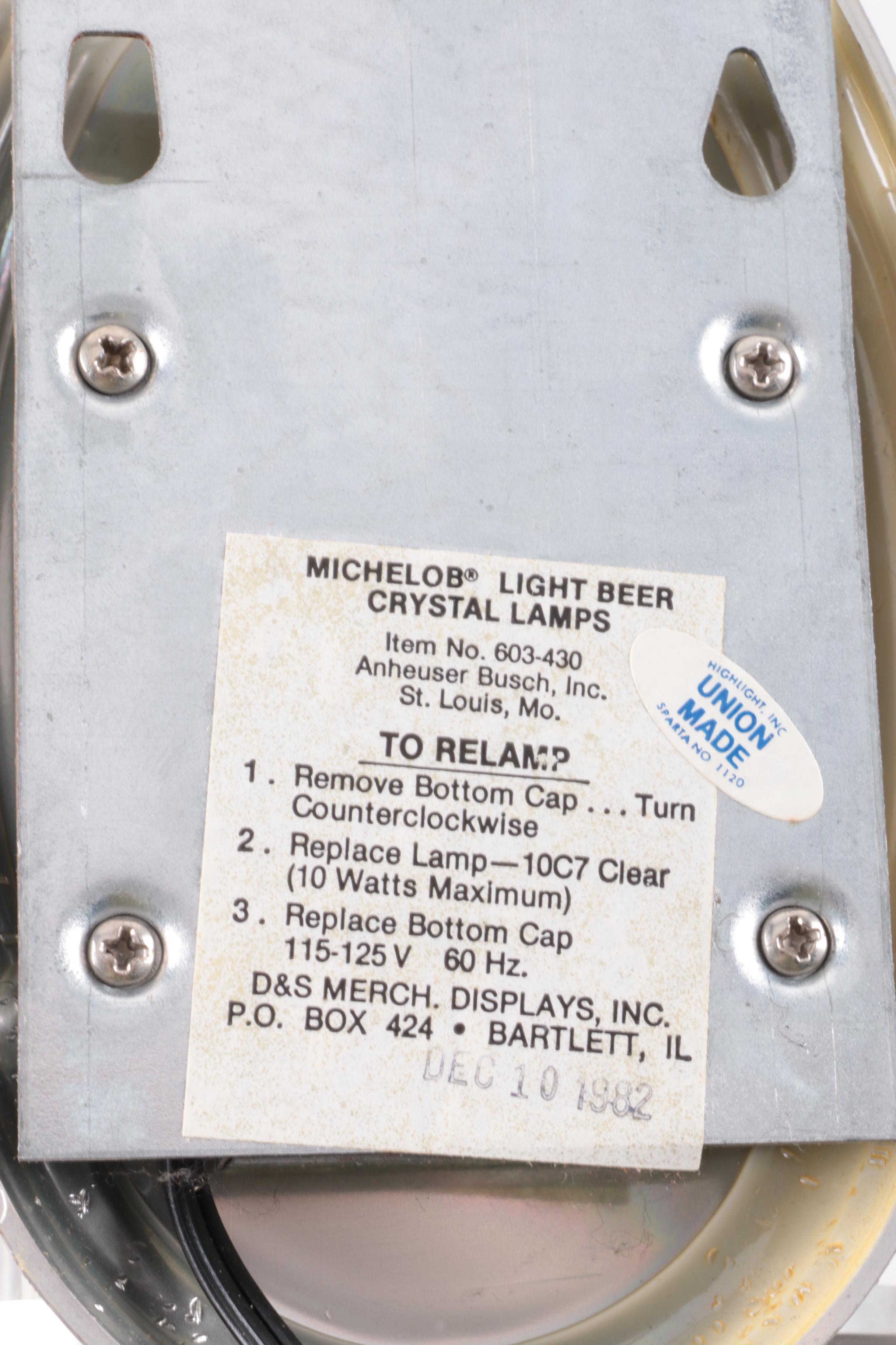Vintage Michelob Light Beer Wall Light Fixtures