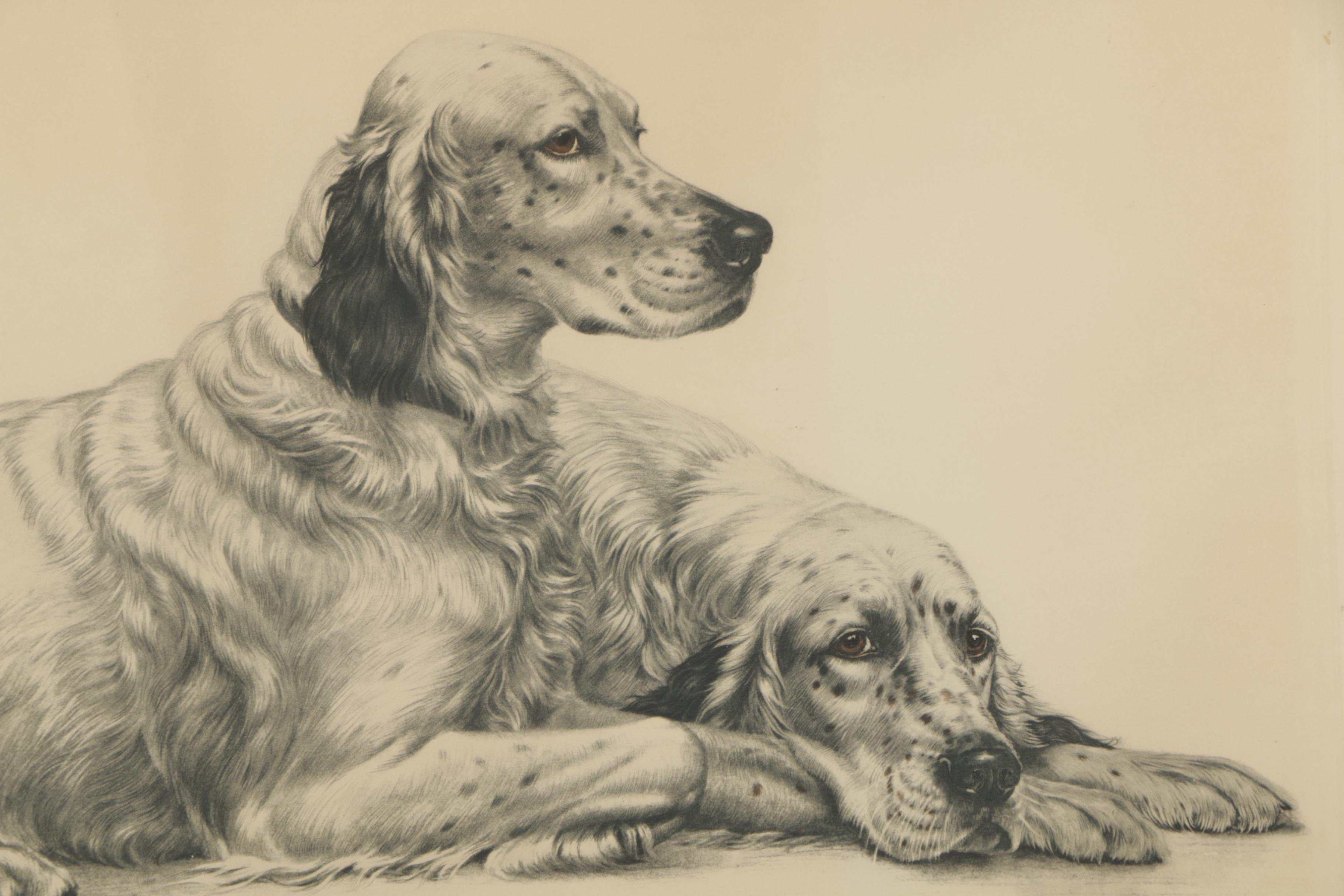 Leon Danchin Intaglio Print "Setters Resting"