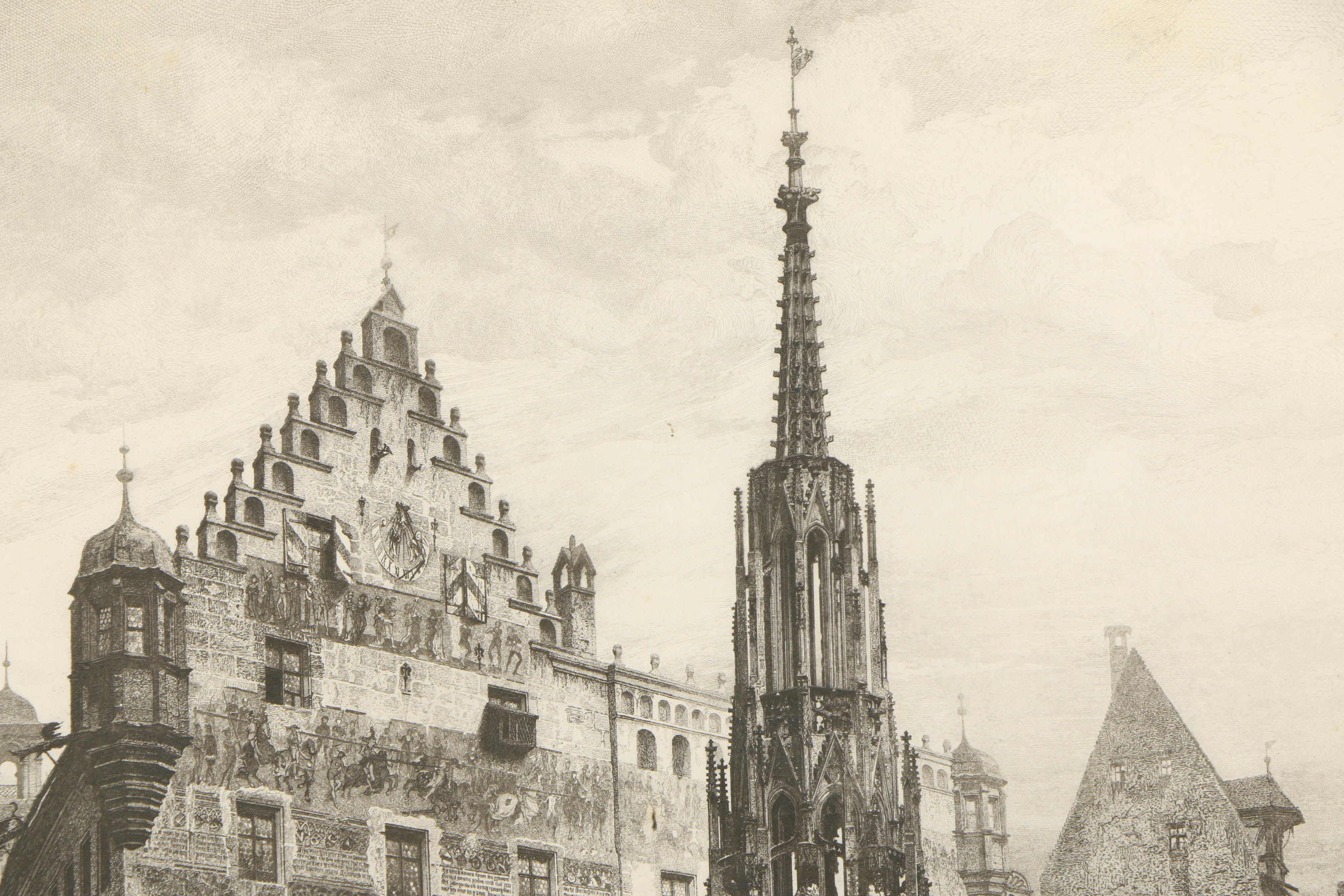 Etching "Der schone Brunnen in Nurnberg./Im Jahre 1632" After Paul Ritter