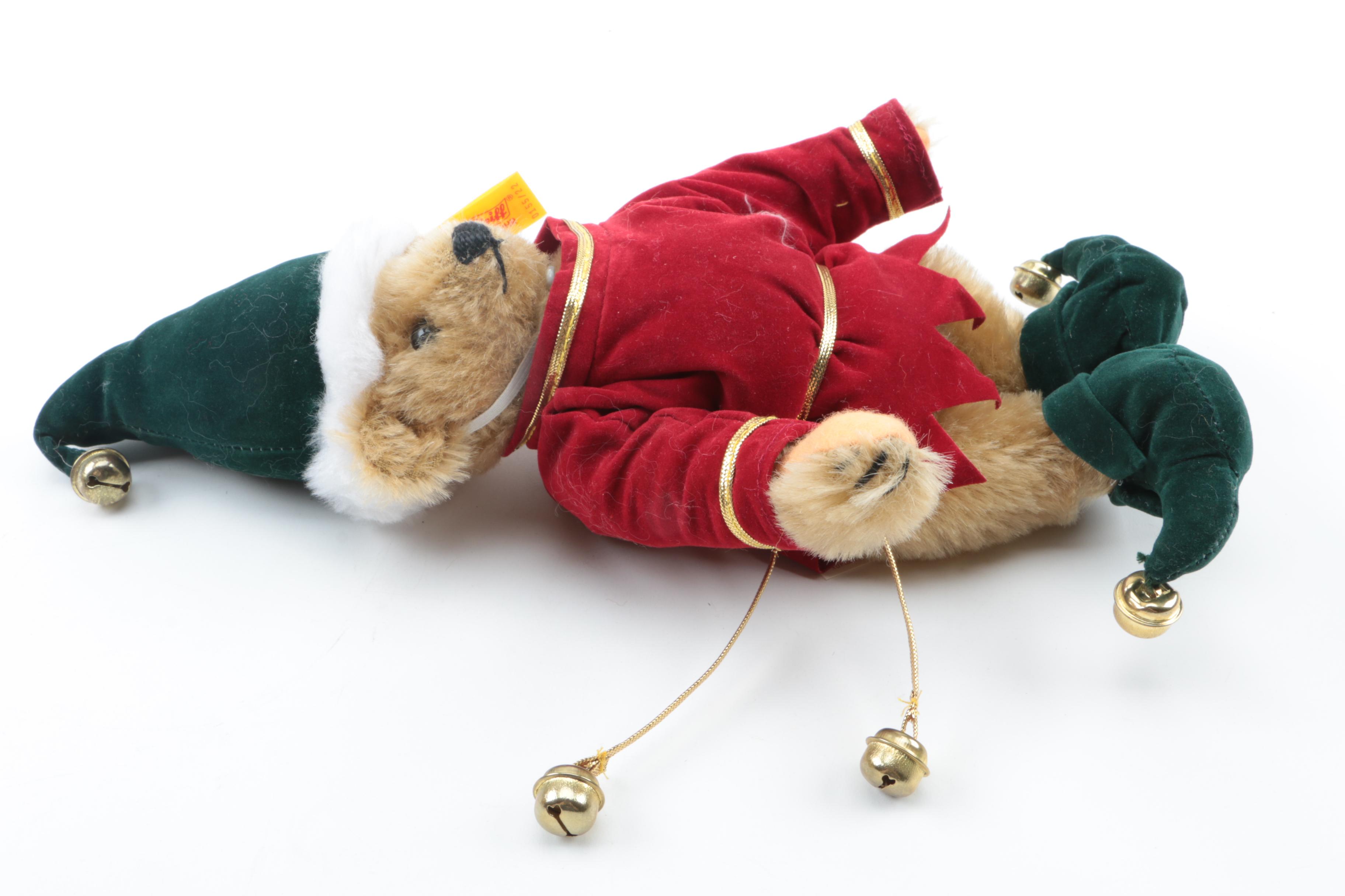 Steiff Plush "Jolly Rabbit" and "Santa's Elf" Teddy Bear