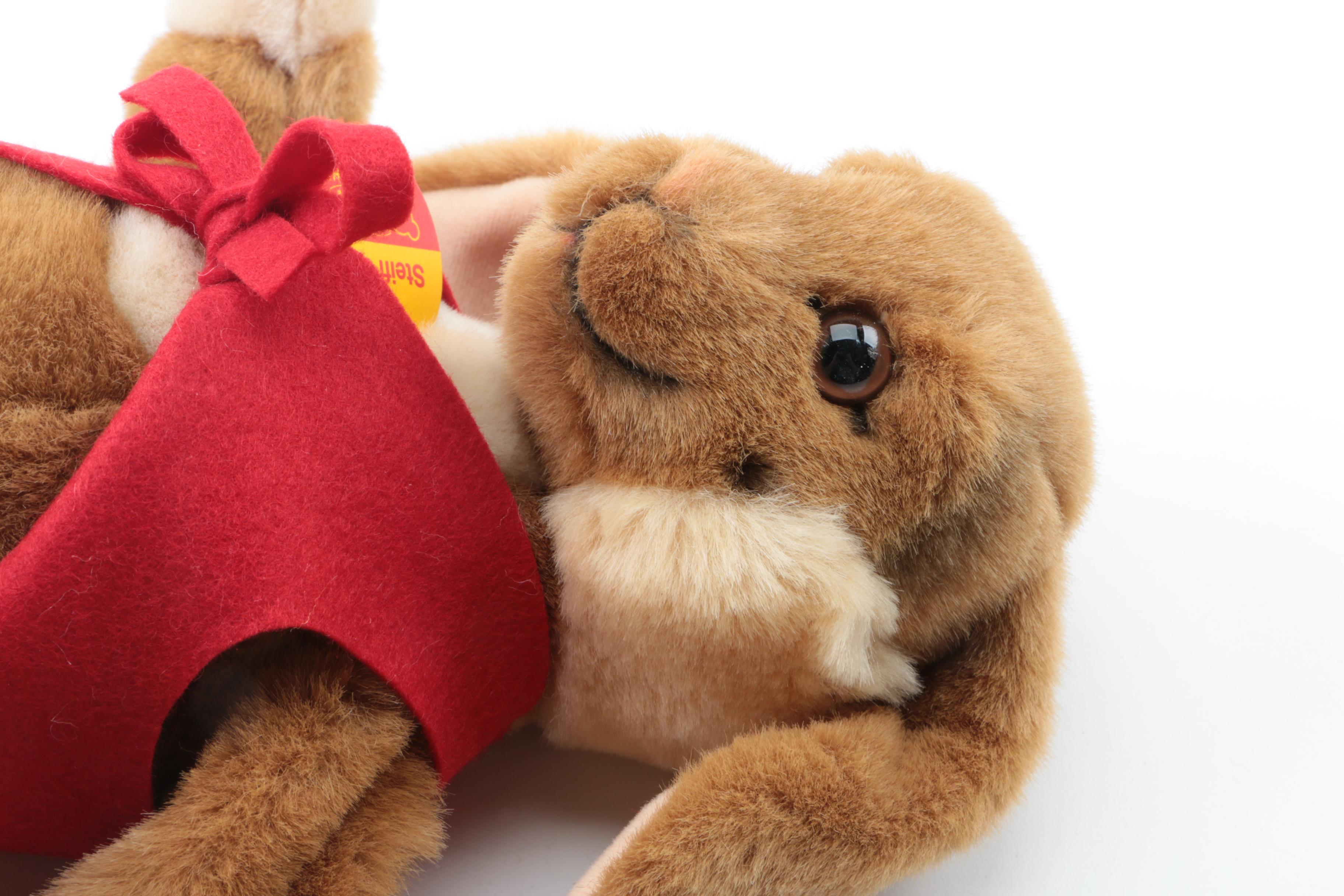 Steiff Plush "Jolly Rabbit" and "Santa's Elf" Teddy Bear