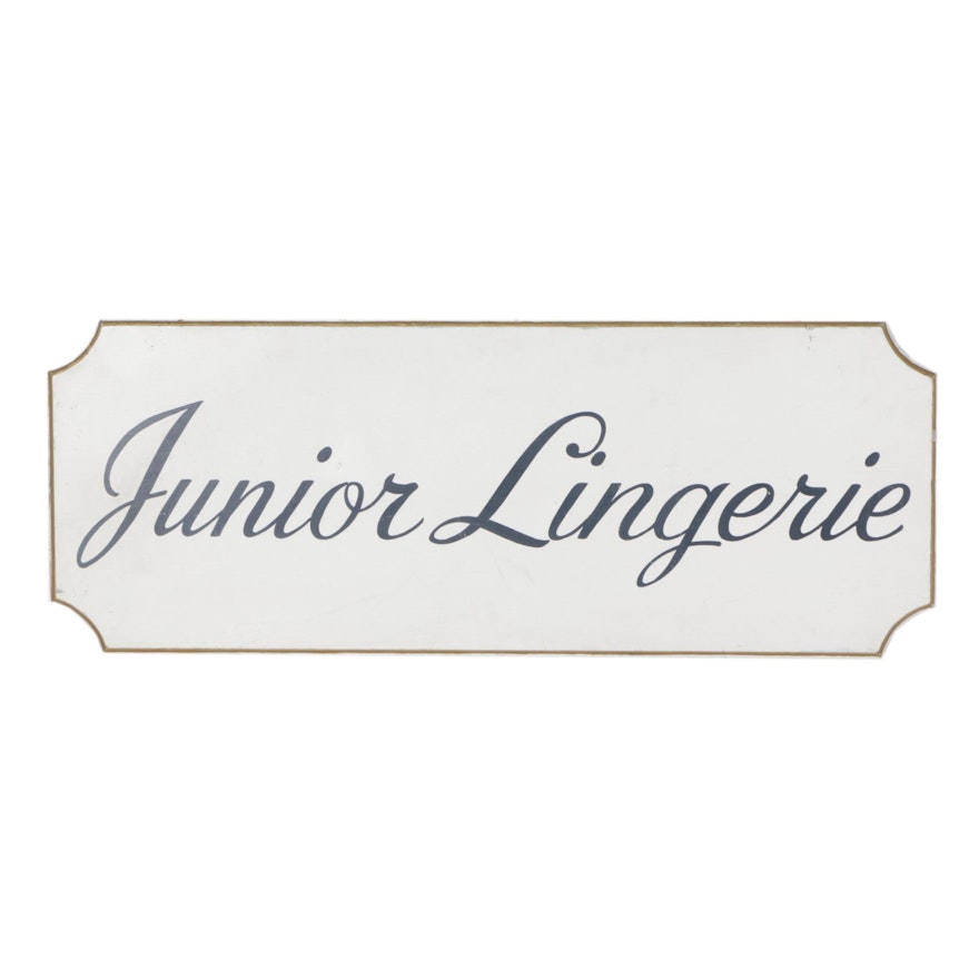 Vintage "Junior Lingerie" Hand Painted Wooden Sign