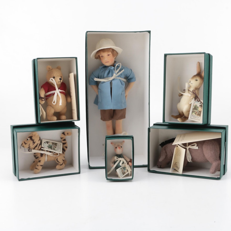 R. John Wright Archived "Winnie-the-Pooh" Felt Pocket Dolls