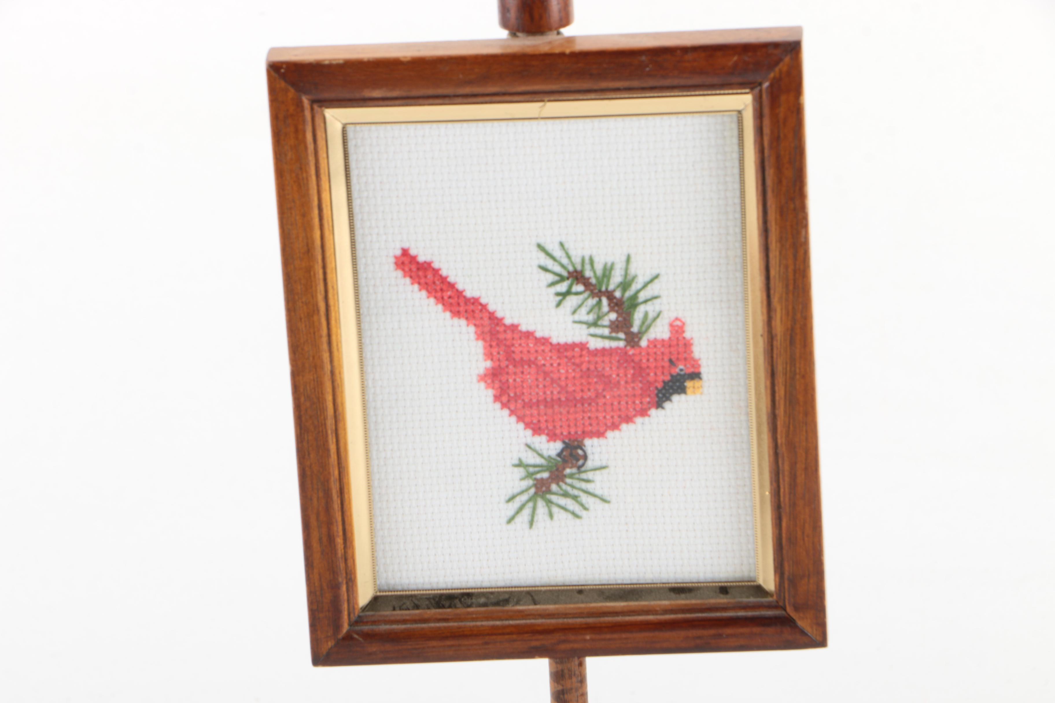 Needlepoint and Textile Decor and Gold Tone Wall Mirror