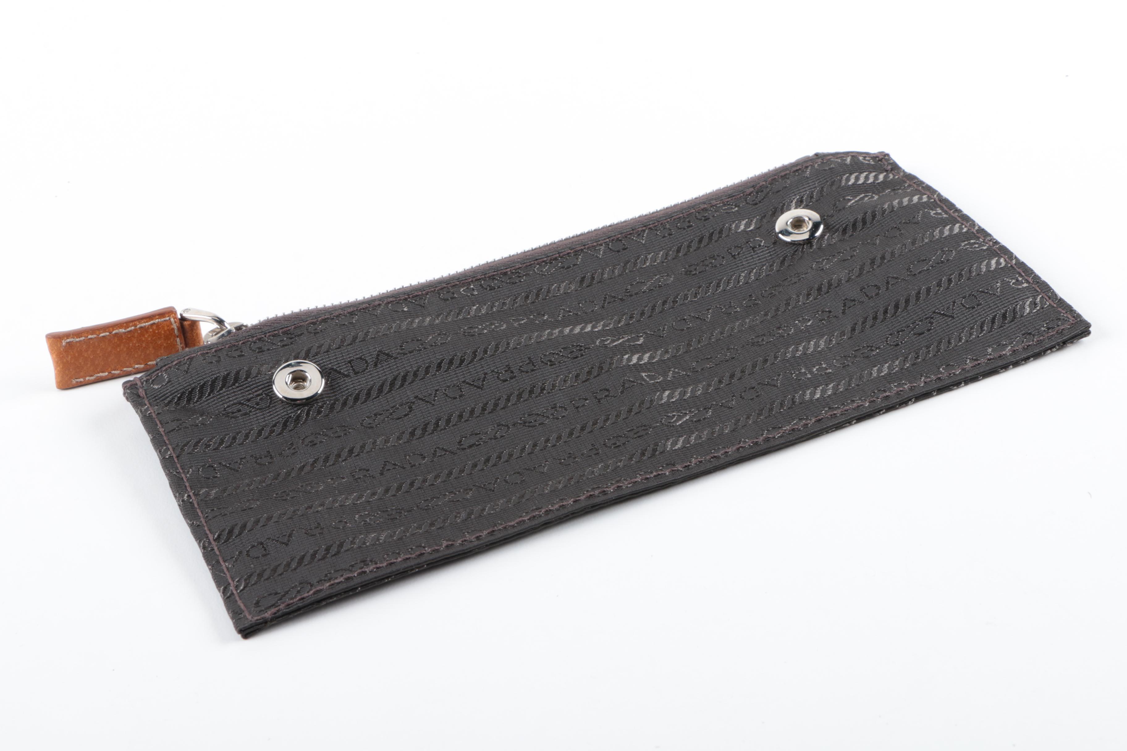 Prada Woven Fabric Accessory Pouch